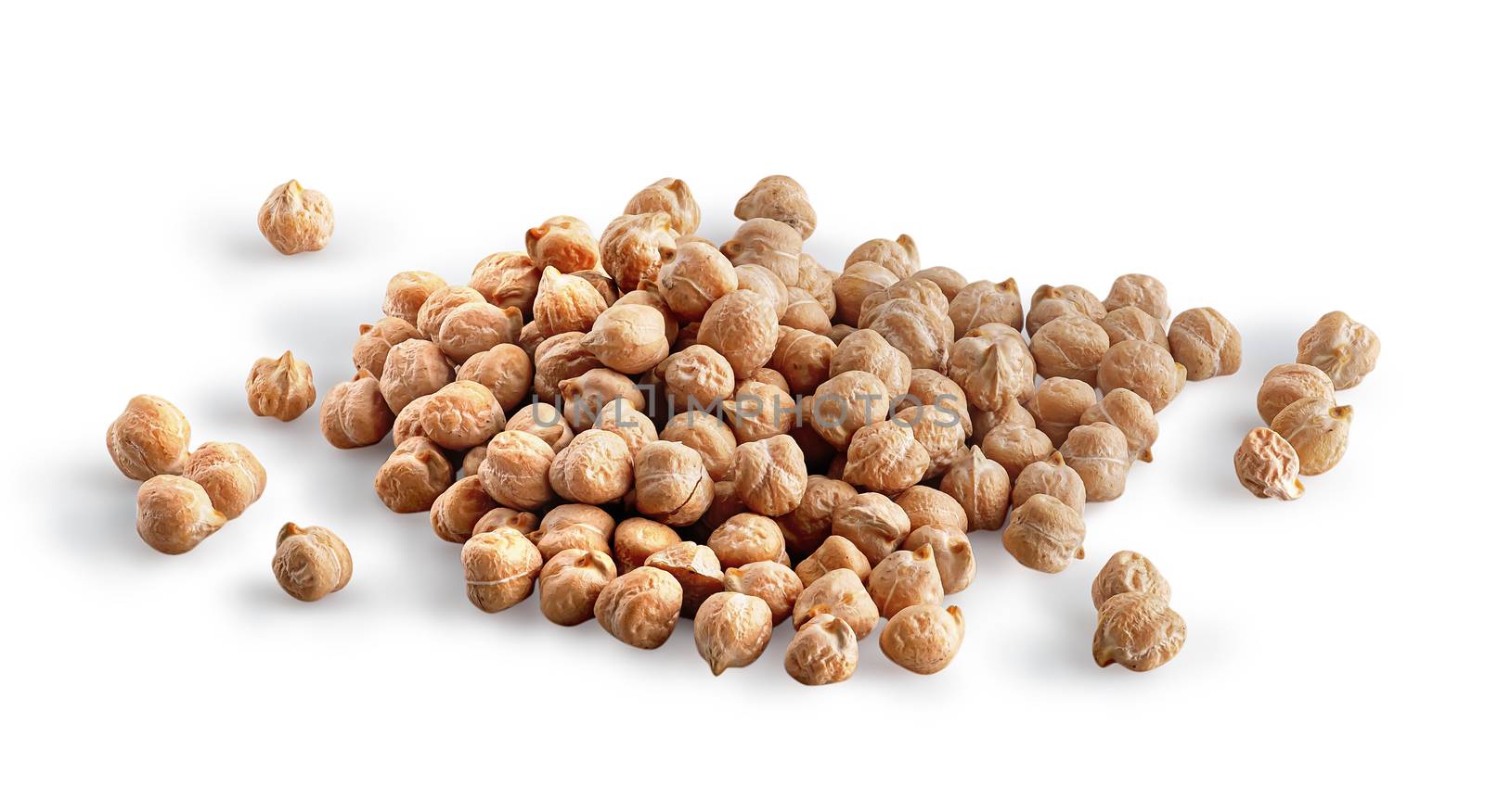 Heap of chickpeas on white background by Cipariss