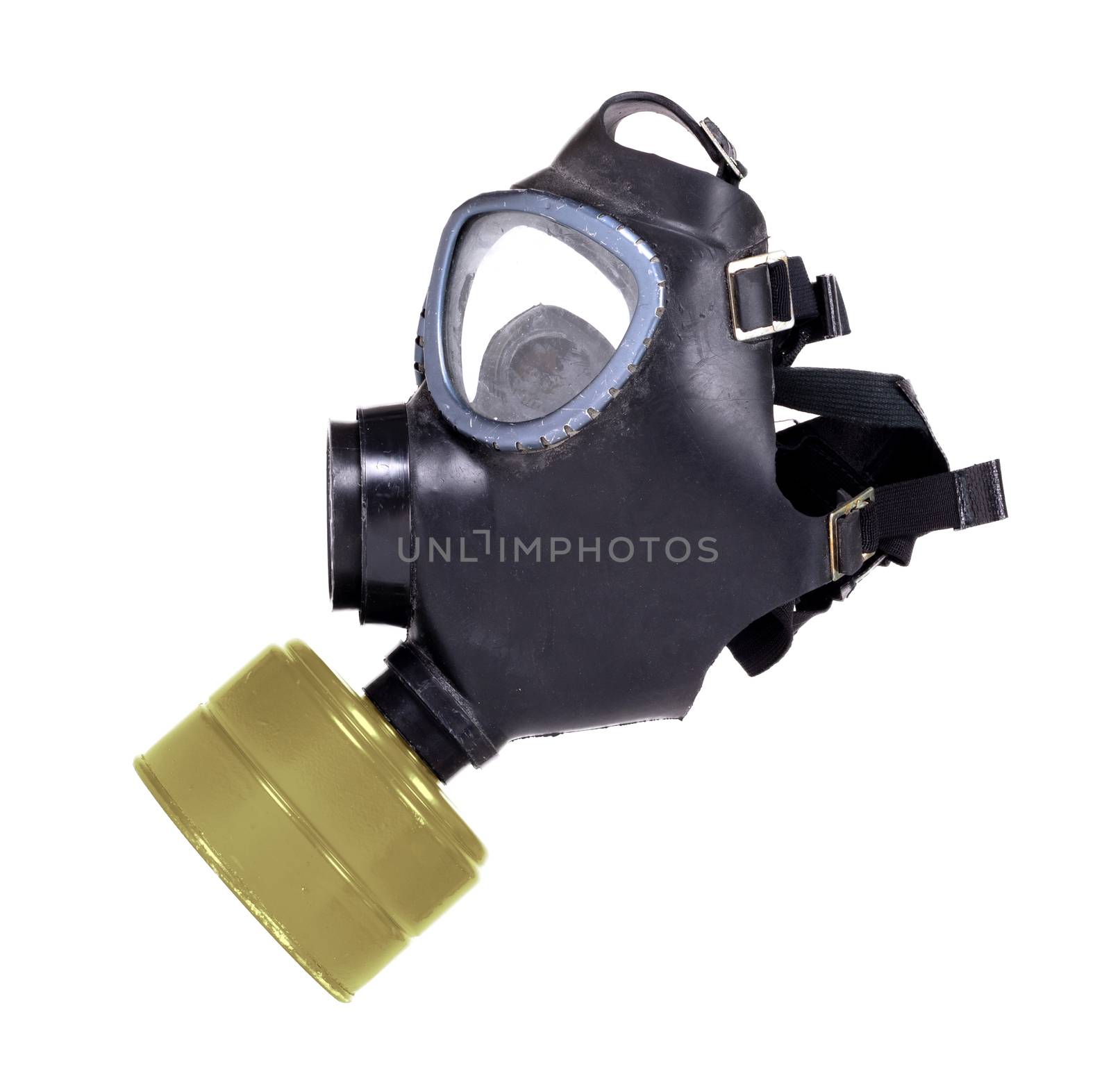 Vintage gasmask isolated on white - Brown filter by michaklootwijk