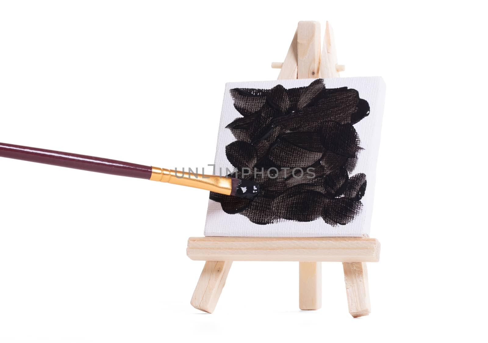 Miniature tripod for painting, painting in black