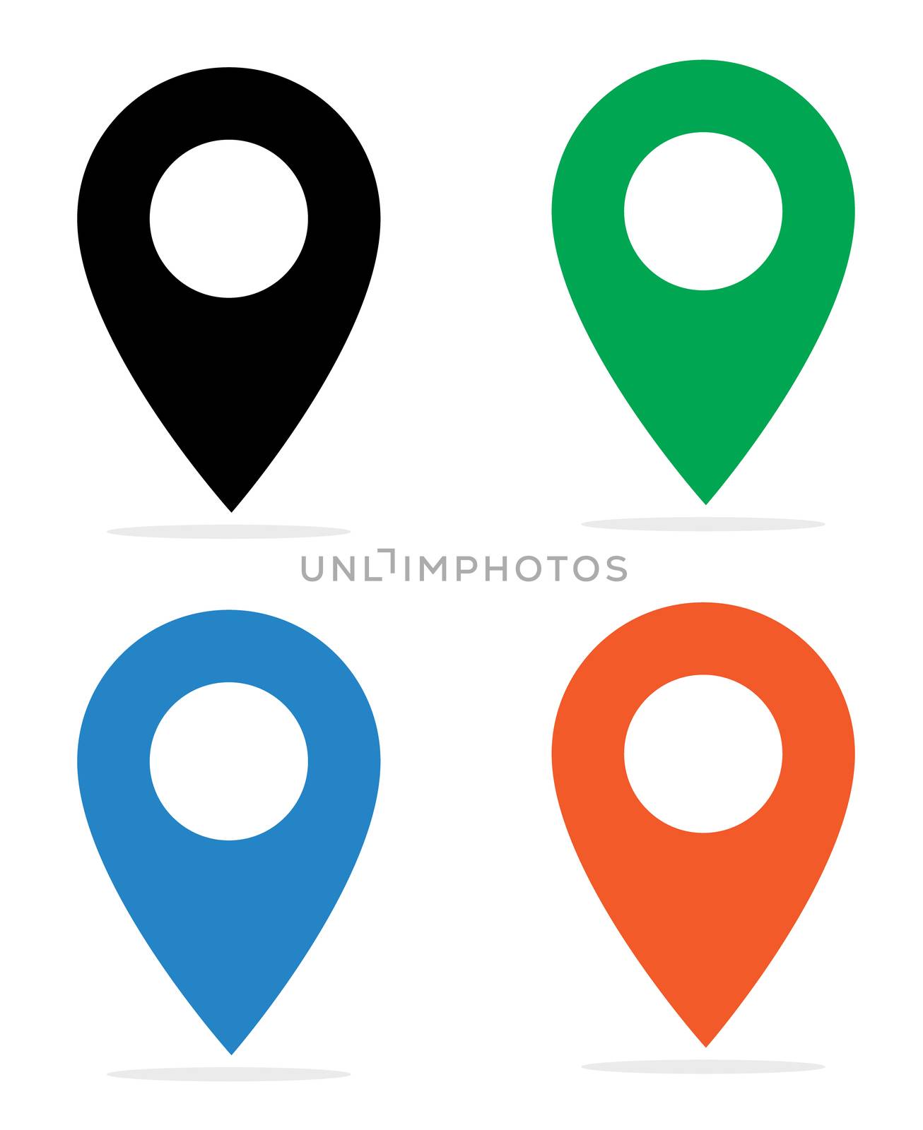 gps navigation application. set map colors icon on white background. map color sign. map point. flat style. location pin icon symbol for your web site design, logo, app, UI. map pointer symbol.