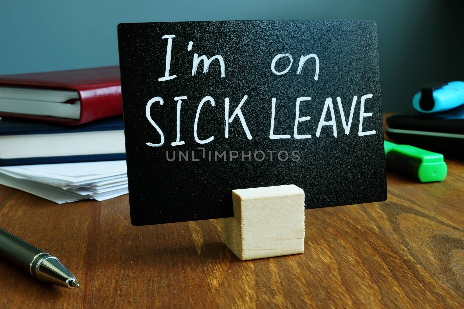 I am on sick leave sign on the workplace. by designer491