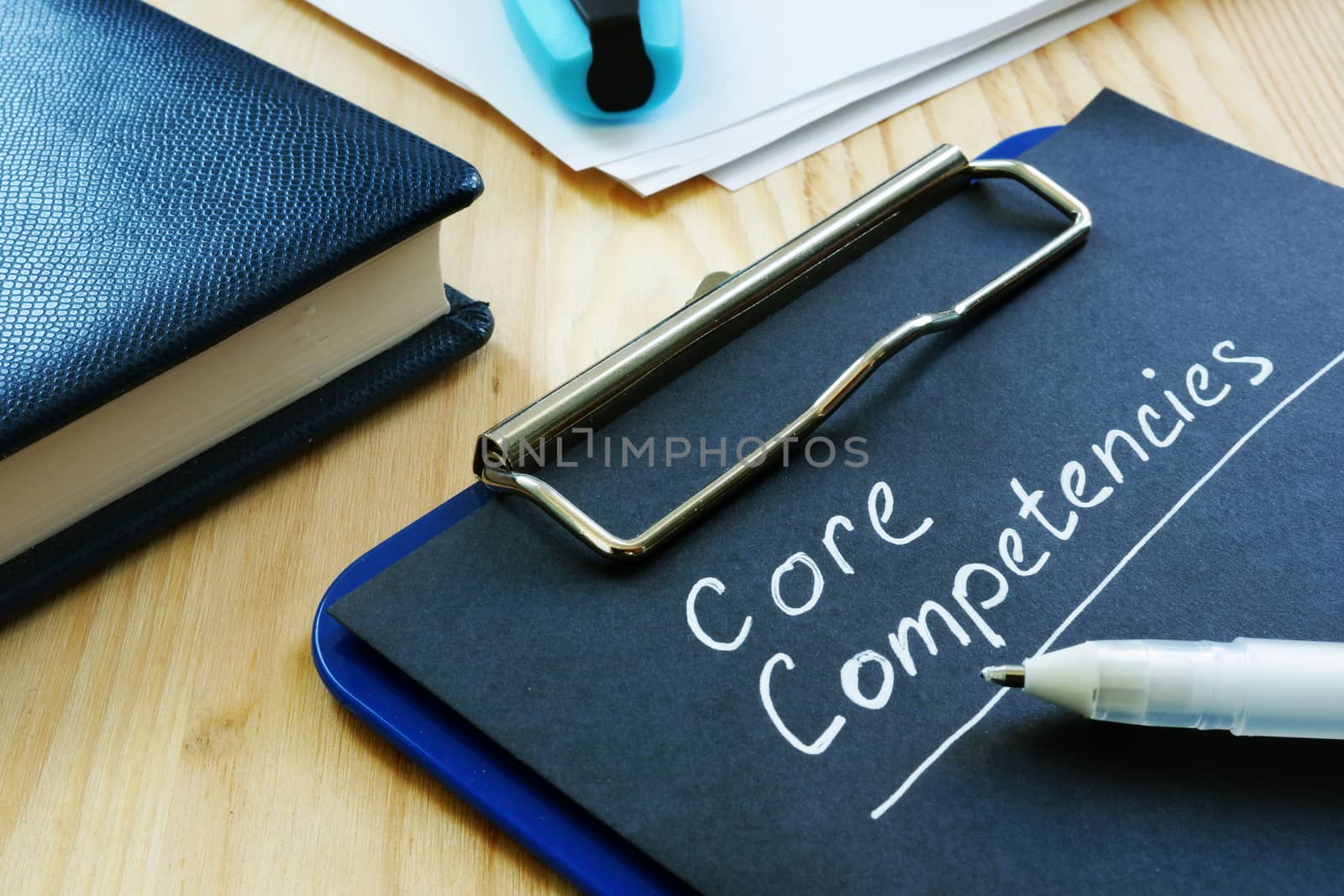 Core competencies list on the black page. by designer491