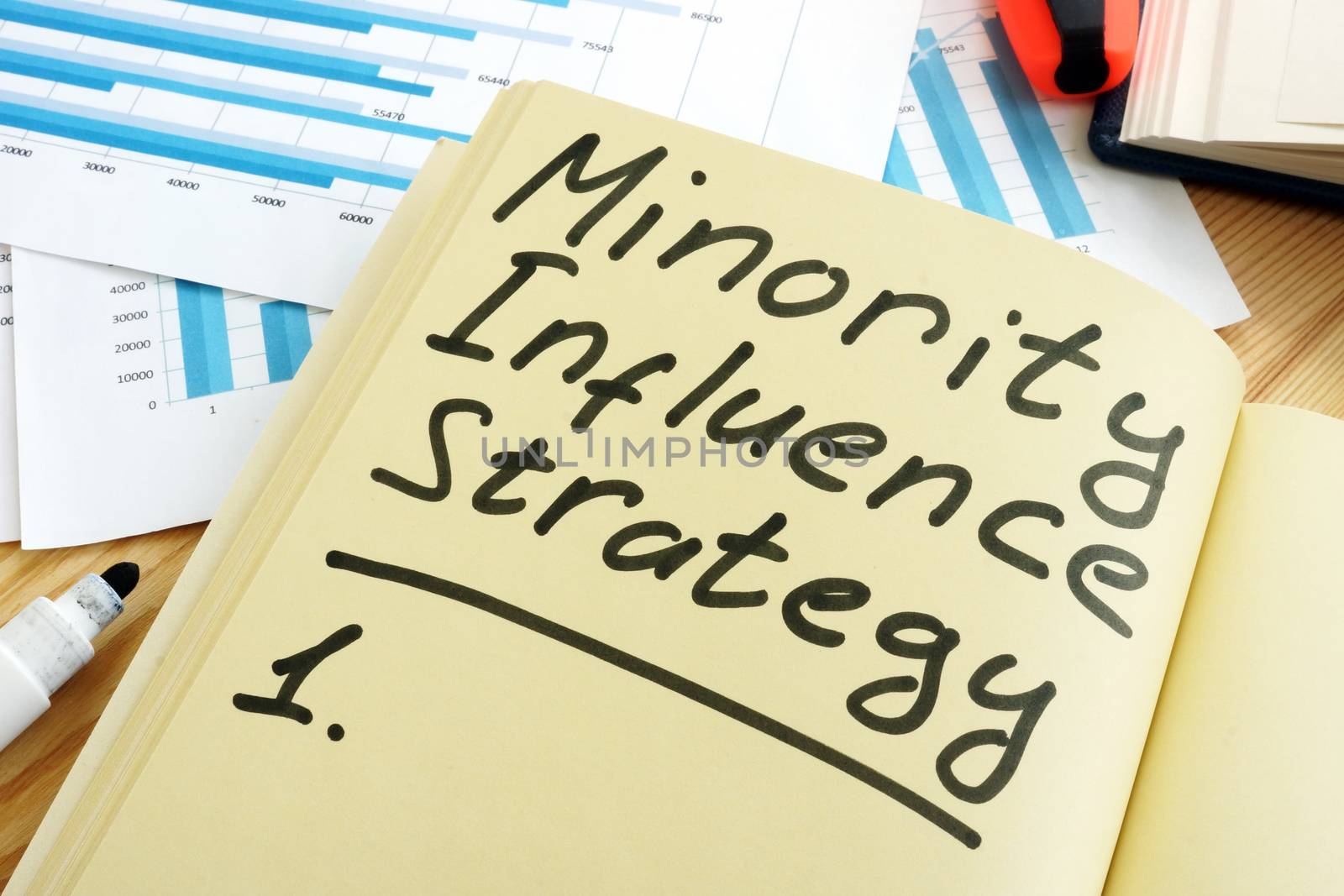 Minority Influence Strategy sign and working papers. by designer491