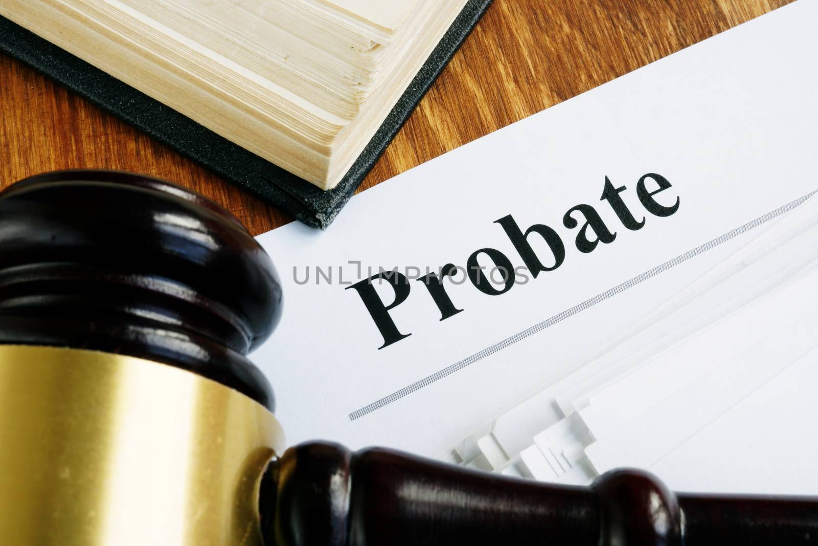Probate sign, stack of papers and gavel. by designer491