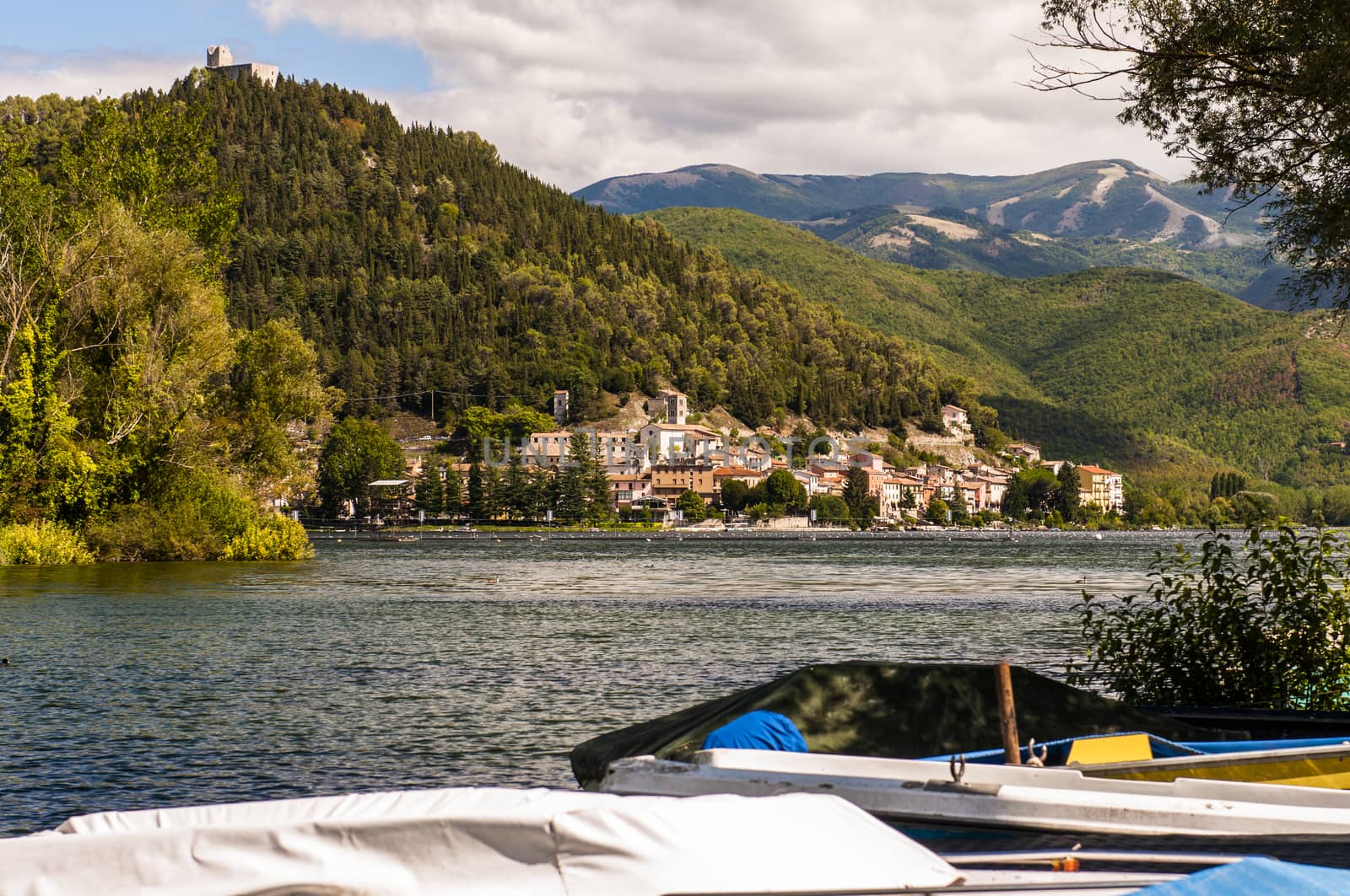 panorama of a lake in Tuscany at sunny day