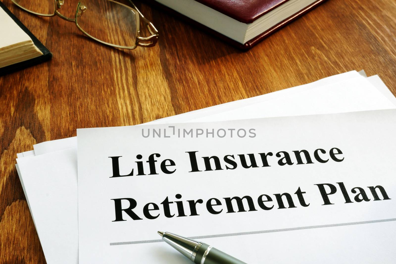 LIRP Life insurance retirement plan and glasses. by designer491