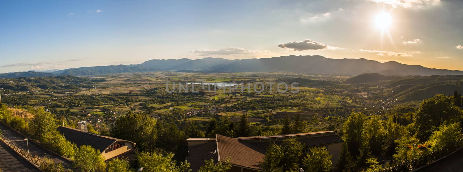 Village in Umbria (Italy) and mountains at summer