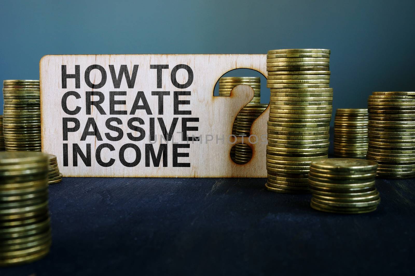 How to create passive income sign and coins. by designer491