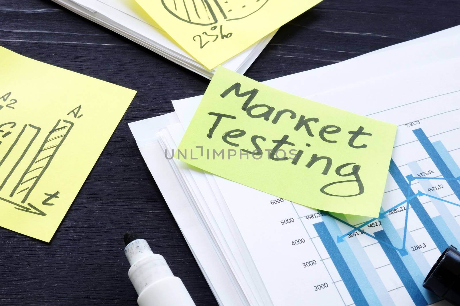 Marketing market testing report on the table. by designer491