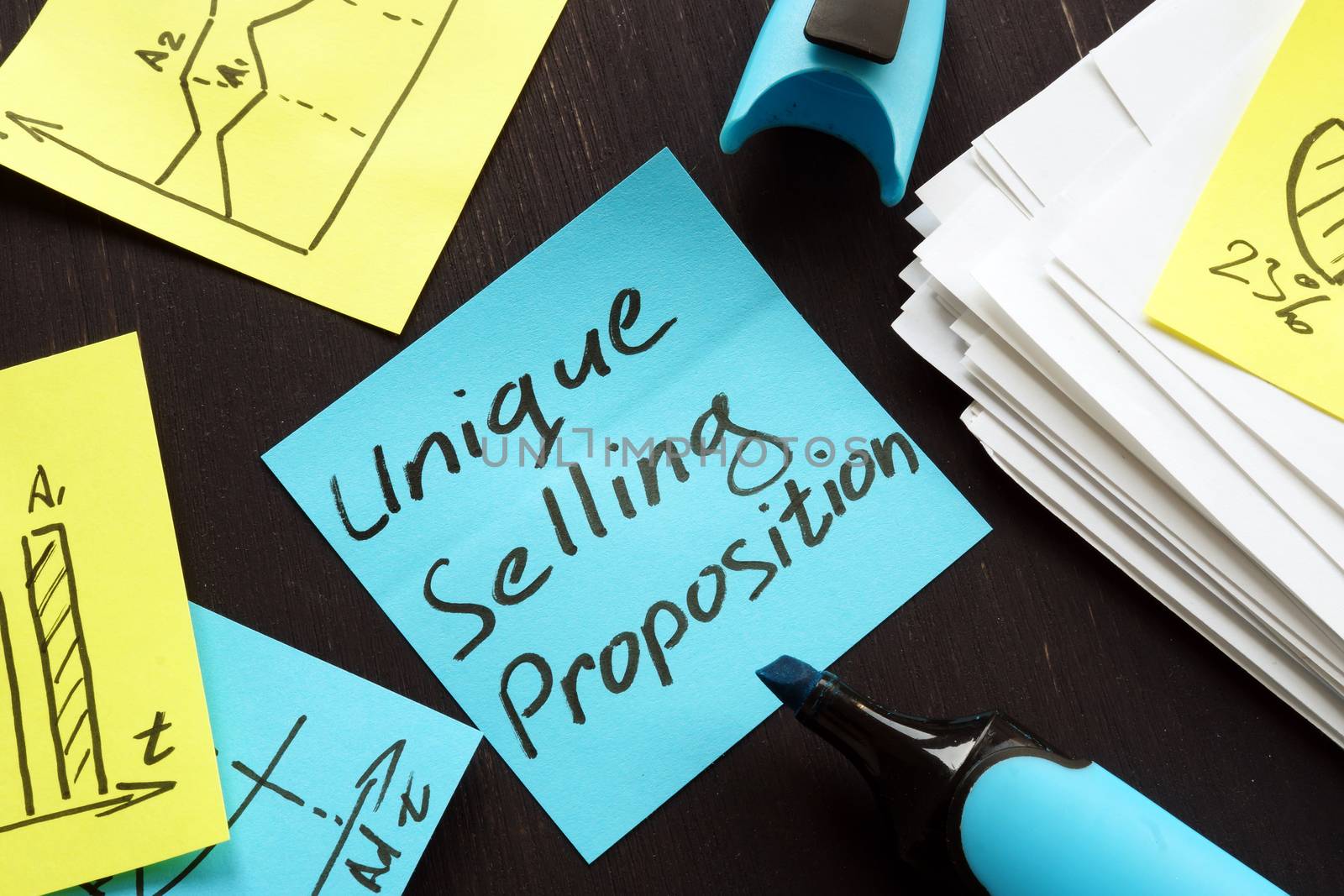 Unique Selling Proposition USP concept, marketing reports and graphs. by designer491