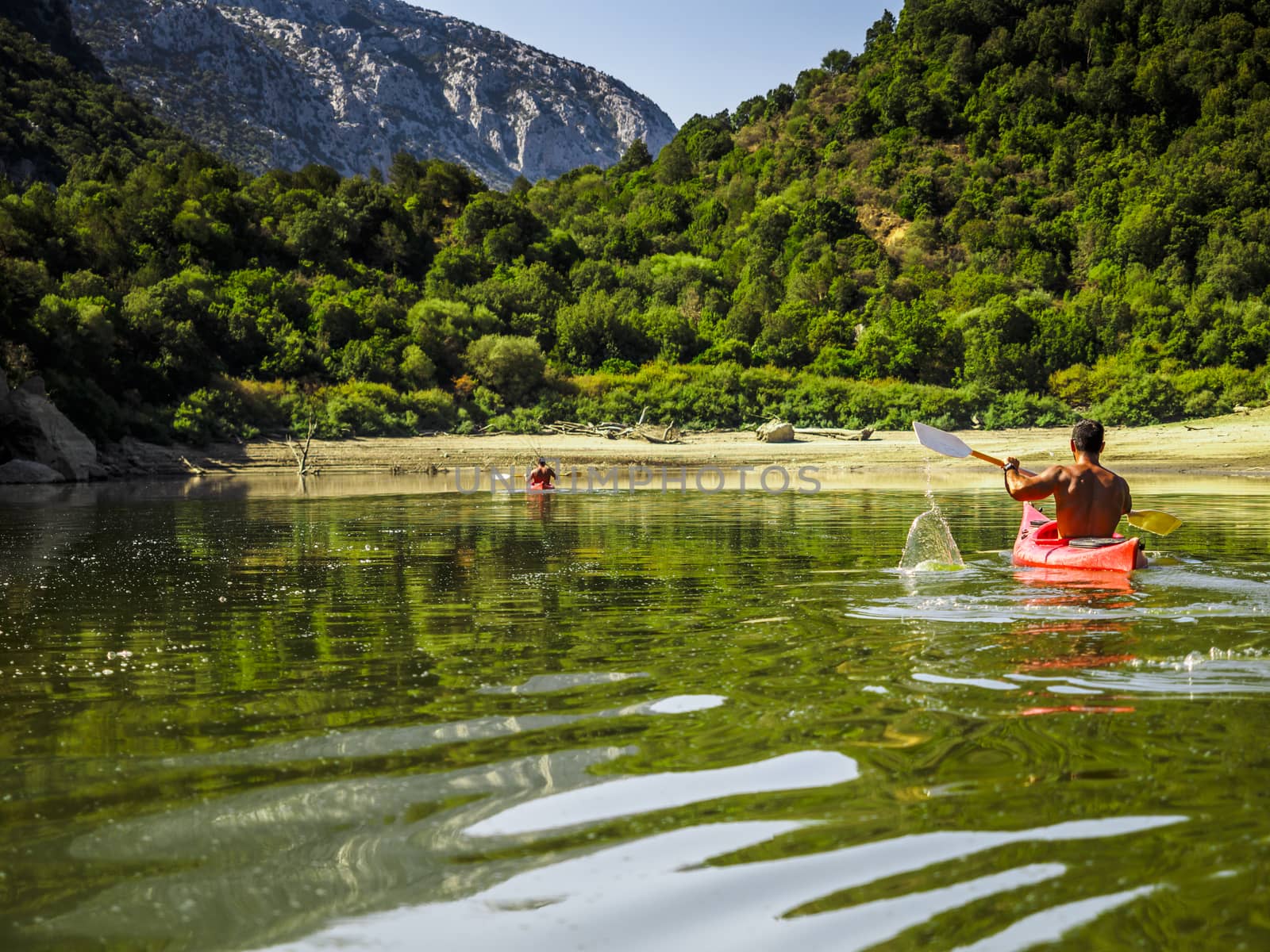 a day in canoa in the Cedrino, river of sardinia.