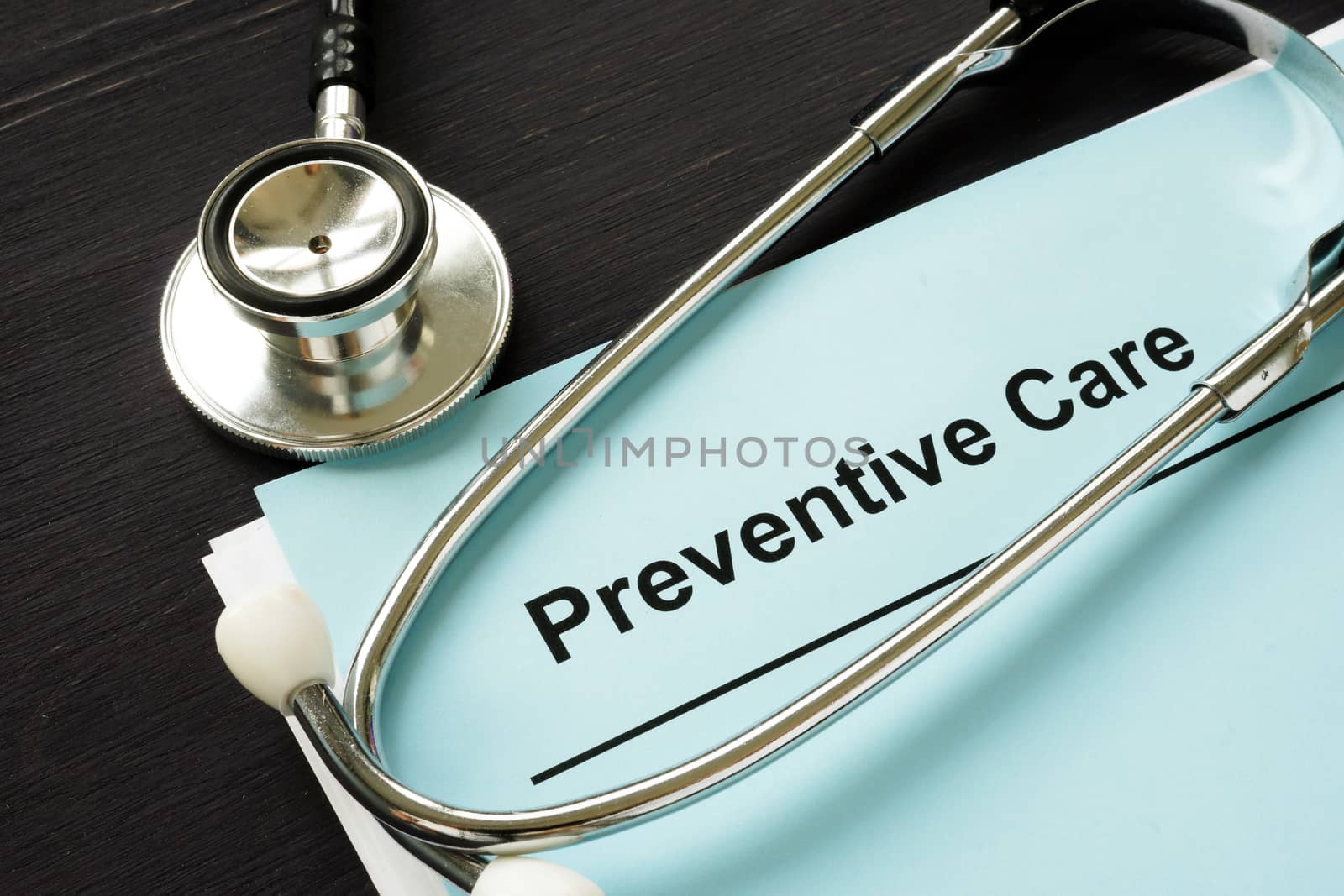 Preventive care document about healthcare and stethoscope.