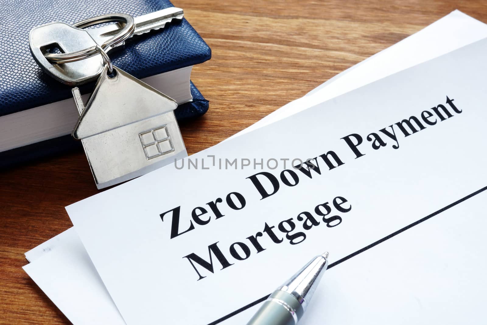 Zero down payment mortgage form and key. by designer491