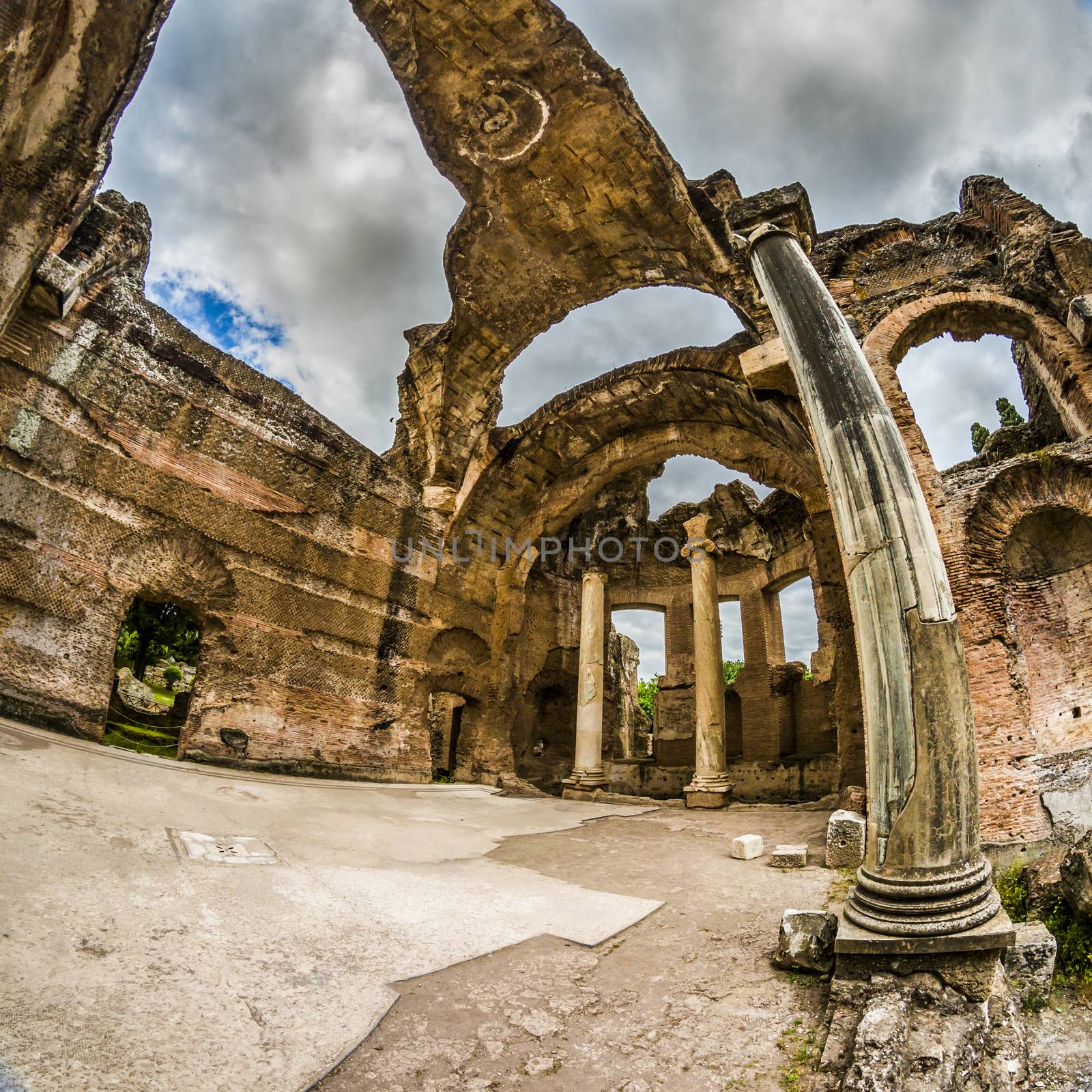 Ancient ruins of Villa Adriana, residence of the emperors of Rome.