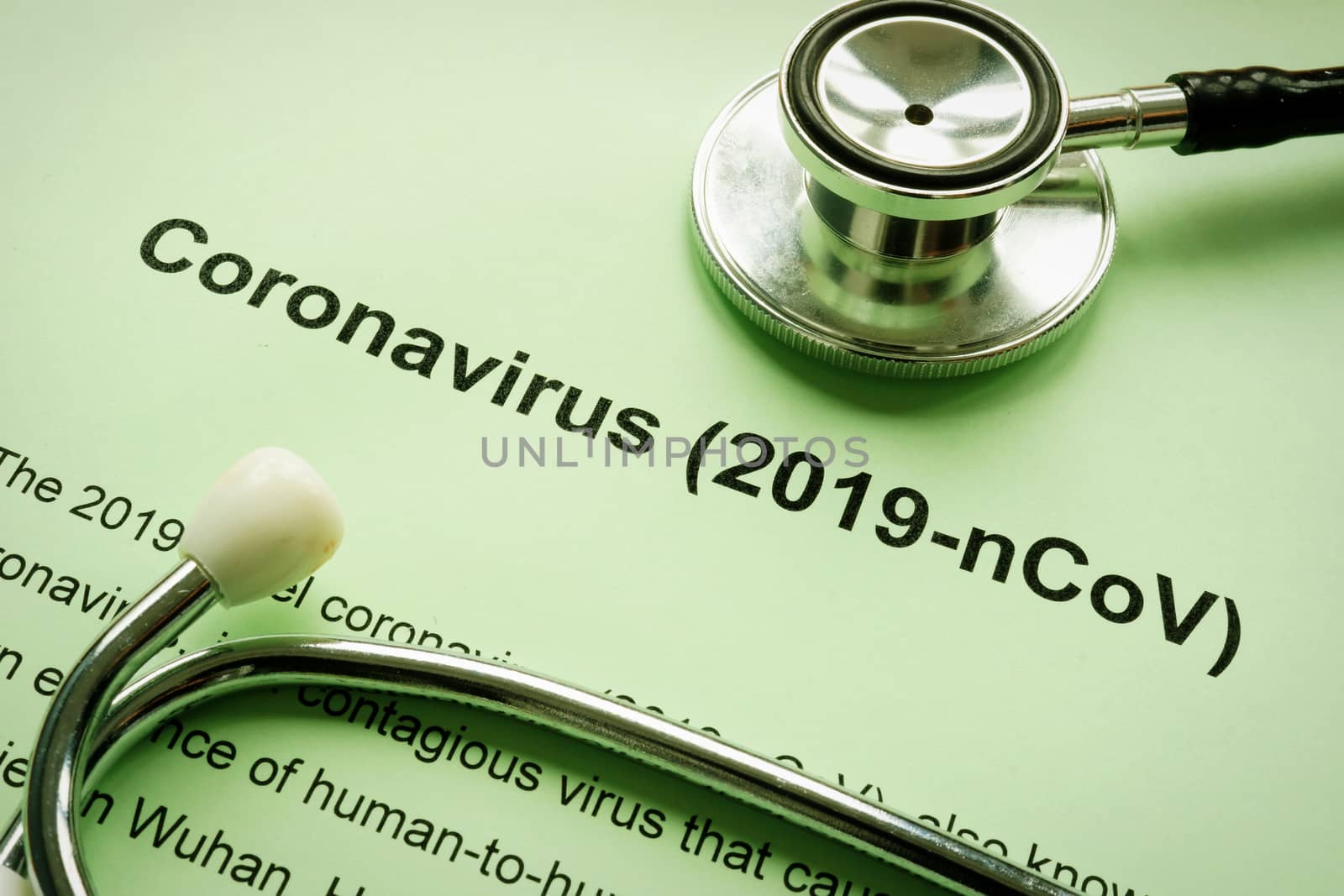 Coronavirus 2019-nCoV or Wuhan pneumonia virus and stethoscope. by designer491