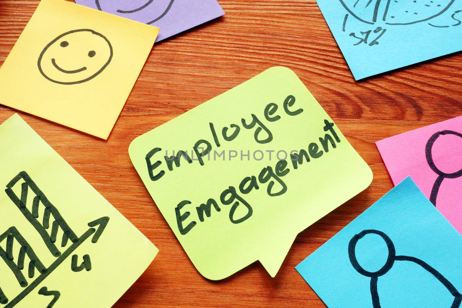 Employee Engagement on colorful memo sticks. by designer491