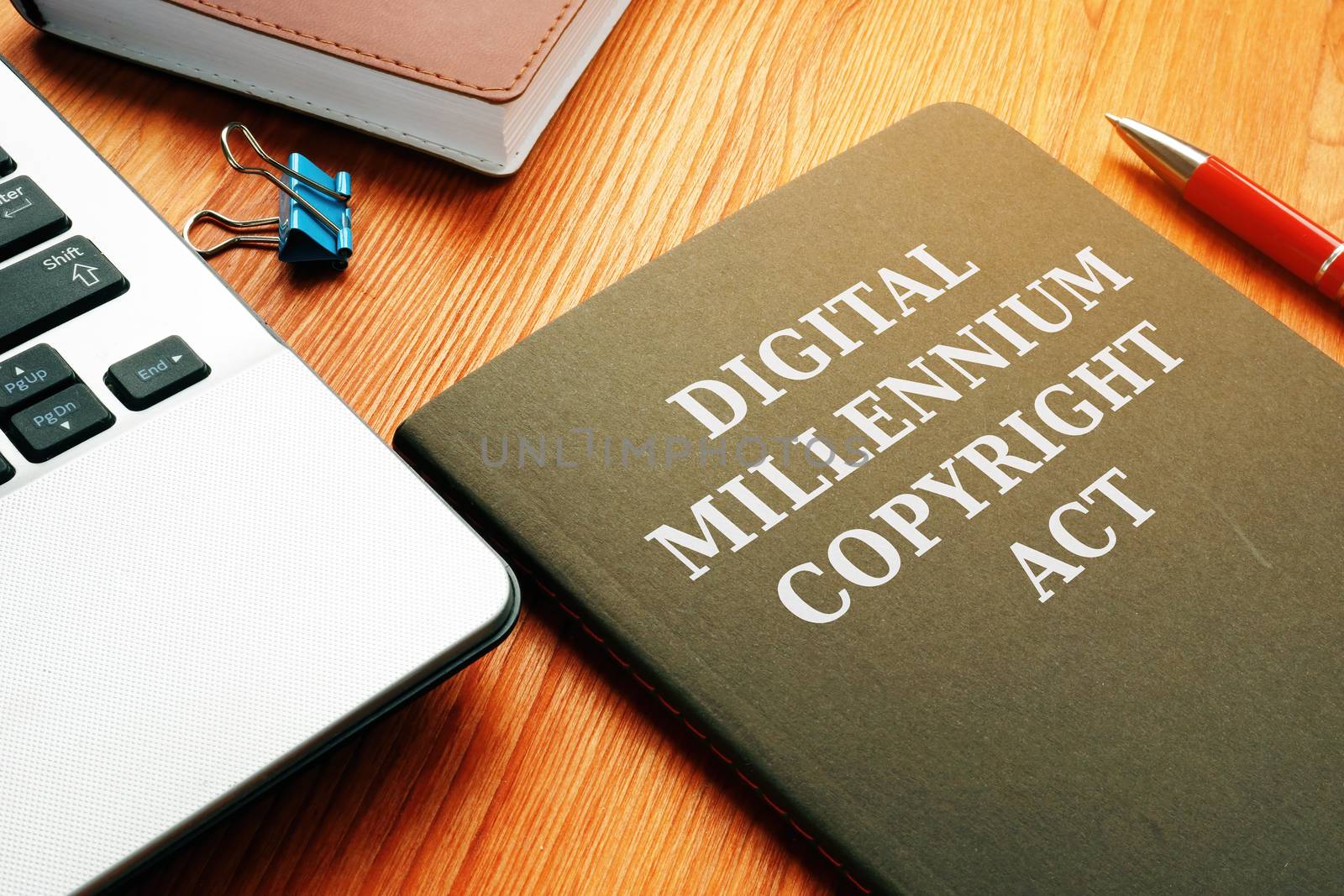DMCA Digital Millennium Copyright Act and laptop. by designer491
