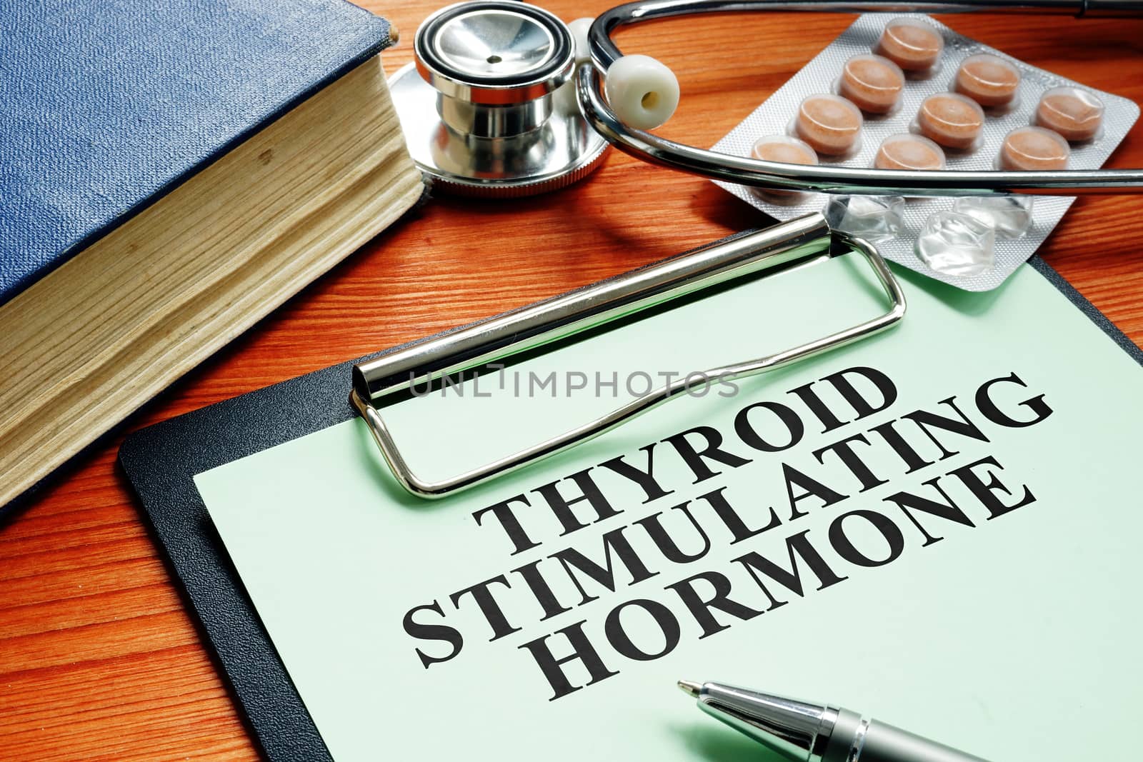 Prescription form with TSH Thyroid stimulating hormone.