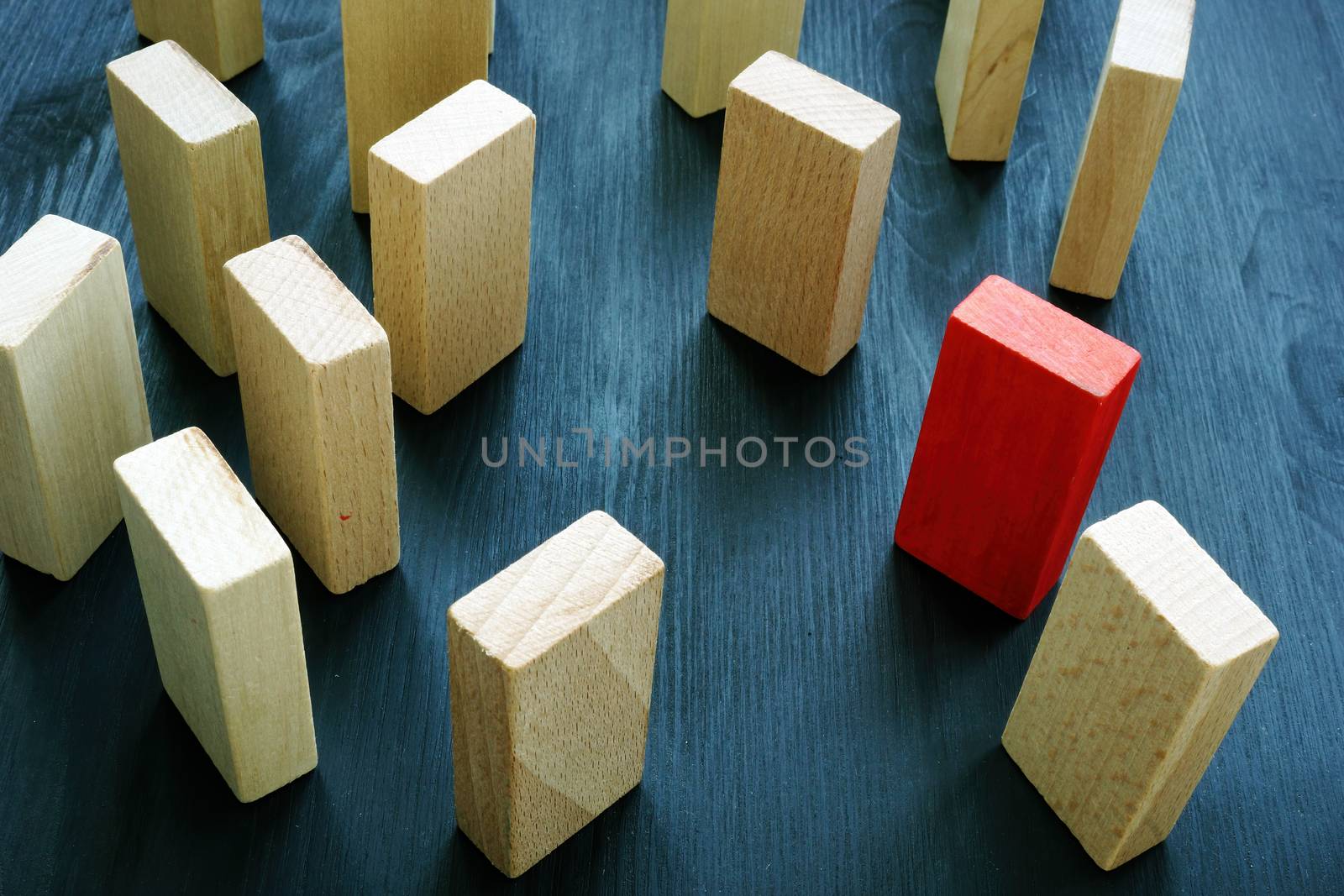 Be different. Talent Sourcing and Recruitment concept. Red block in the crowd.