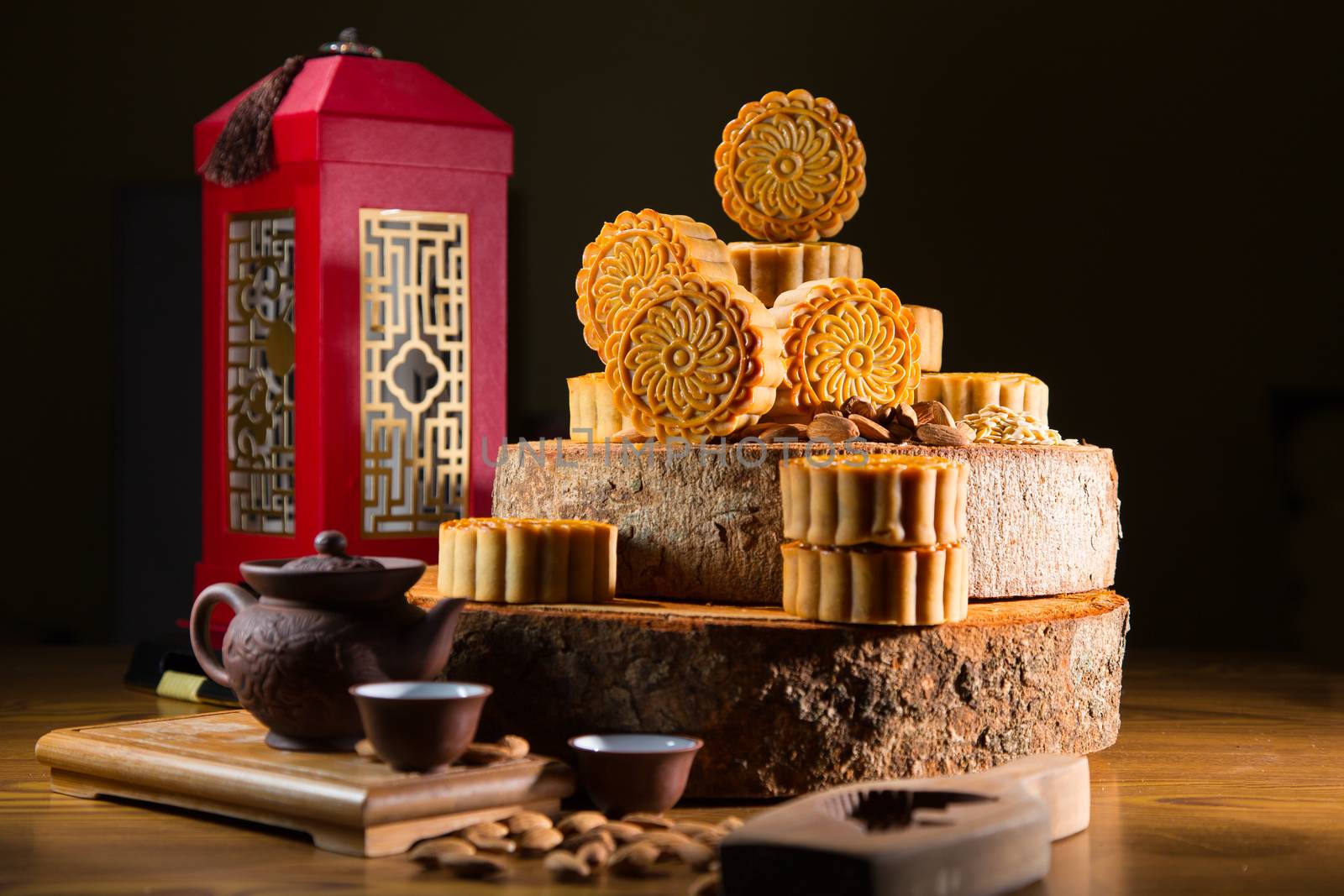 Mooncake and tea,Chinese mid autumn festival food