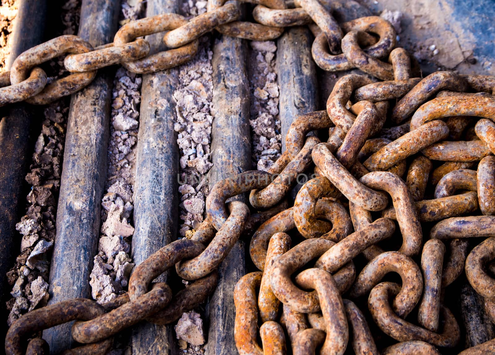 Rusty chain at construction site