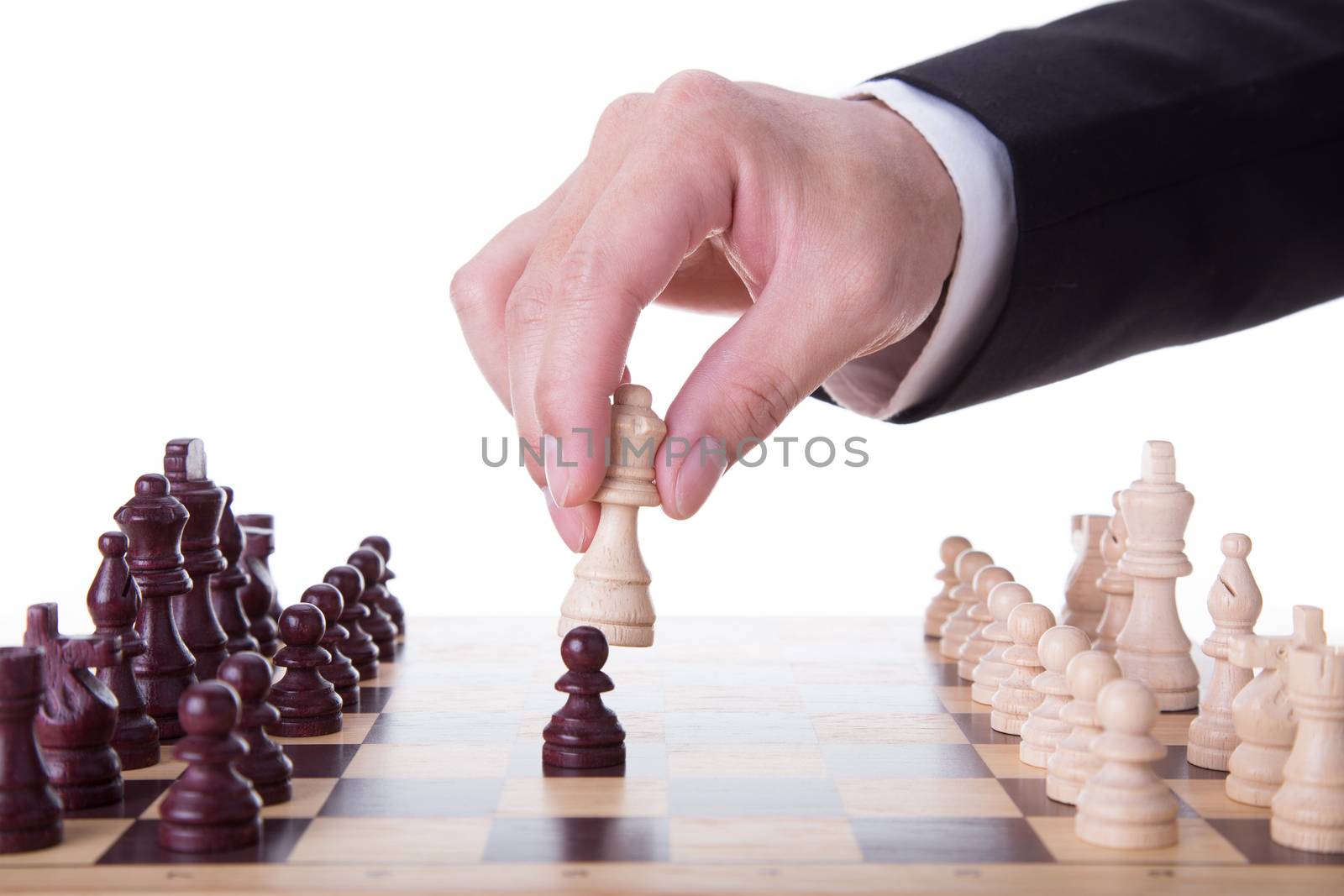 chess pieces on the board during the game