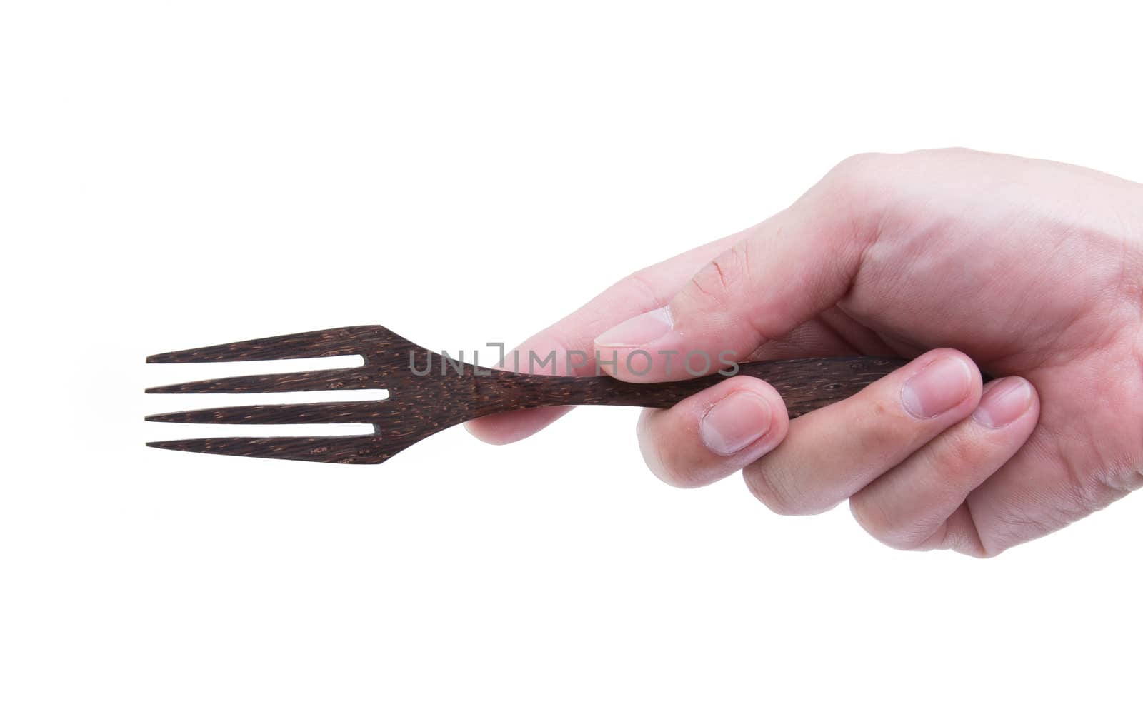 Man hand with fork by tehcheesiong