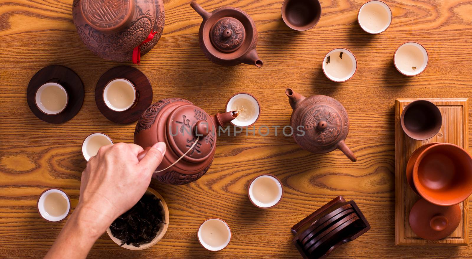 hand serving a chinese tea. those character not a brand name. Those character is just a name of tea type.