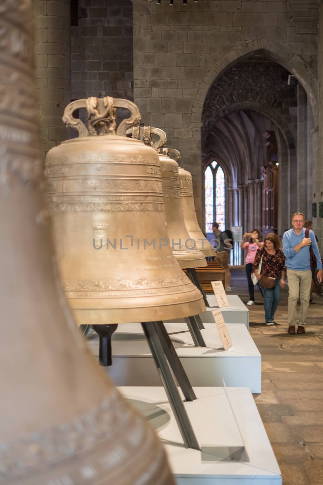 The Four new bronze bells on cathedral. Saint Malo, France 17-9-19
