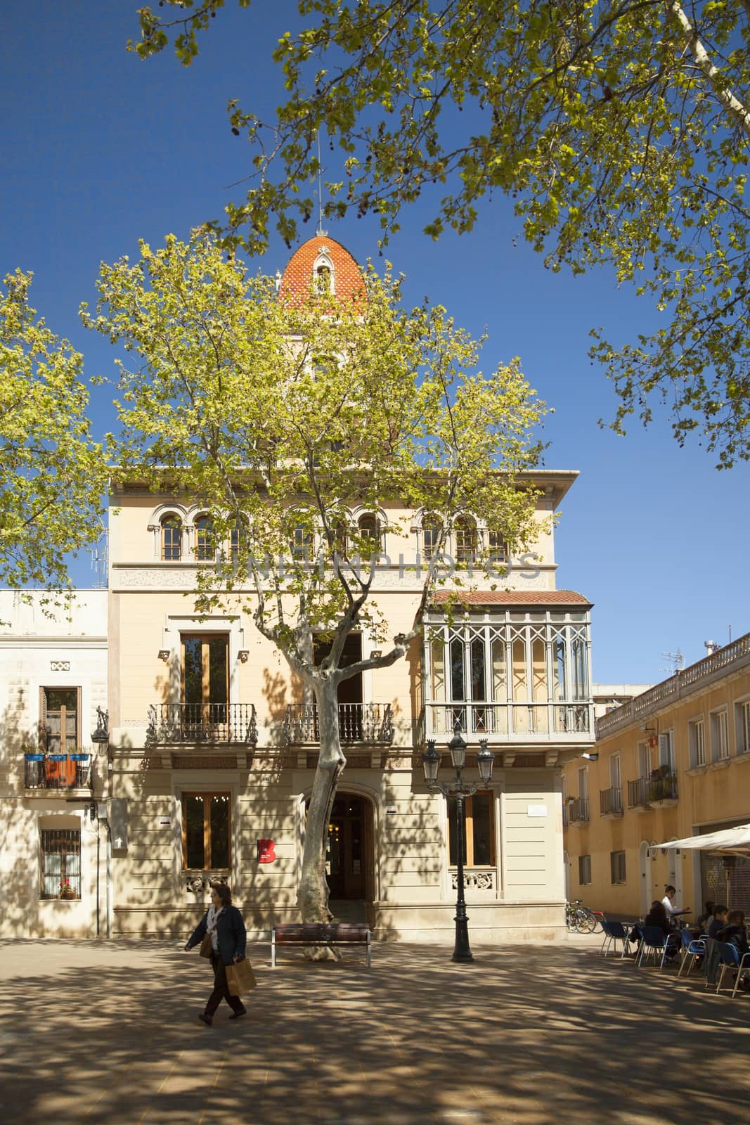 Barcelona, Spain - 9 April 2015: Centre Civic Can Deu in Les Corts neighborhood