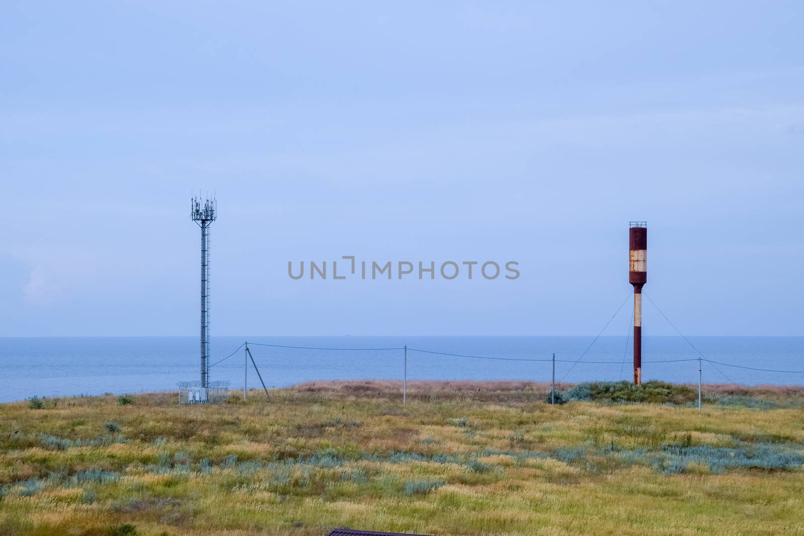 Seaside landscape by the Sea of Azov, the village of For the Motherland.