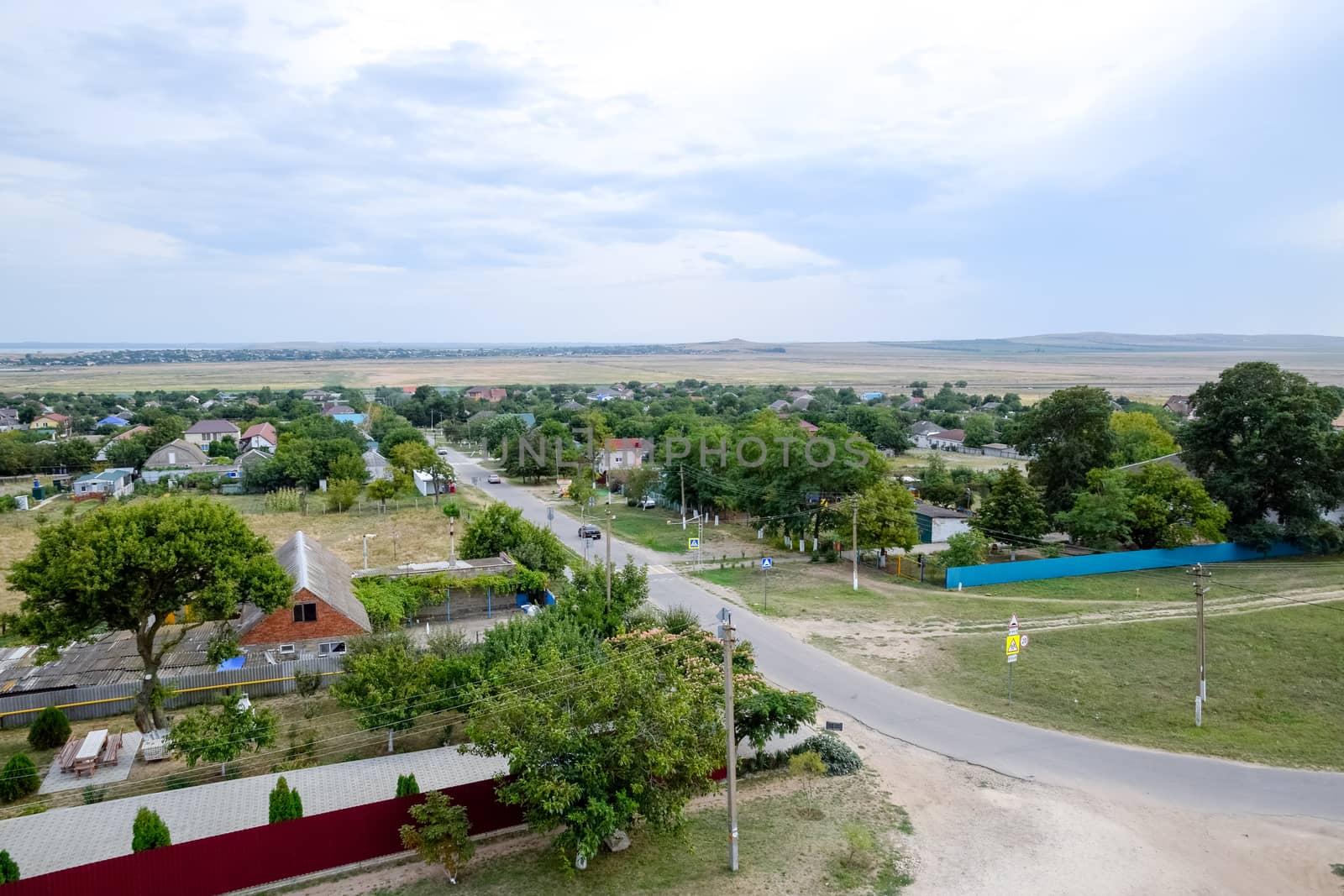 The village for the homeland. Top view of the village in the Krasnodar Territory of Russia.