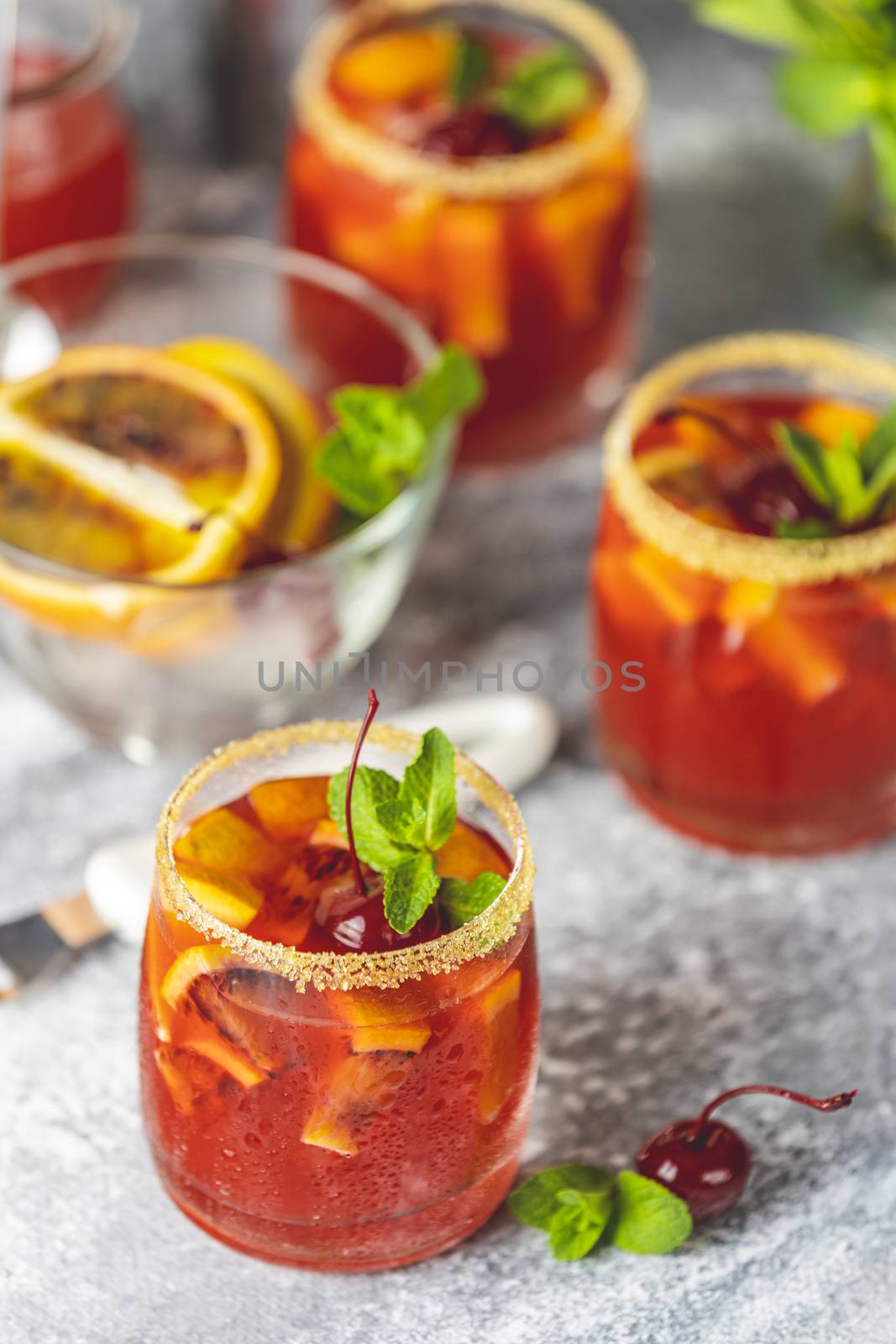 Italian aperol spritz cocktail with orange slices and ingredient by ArtSvitlyna