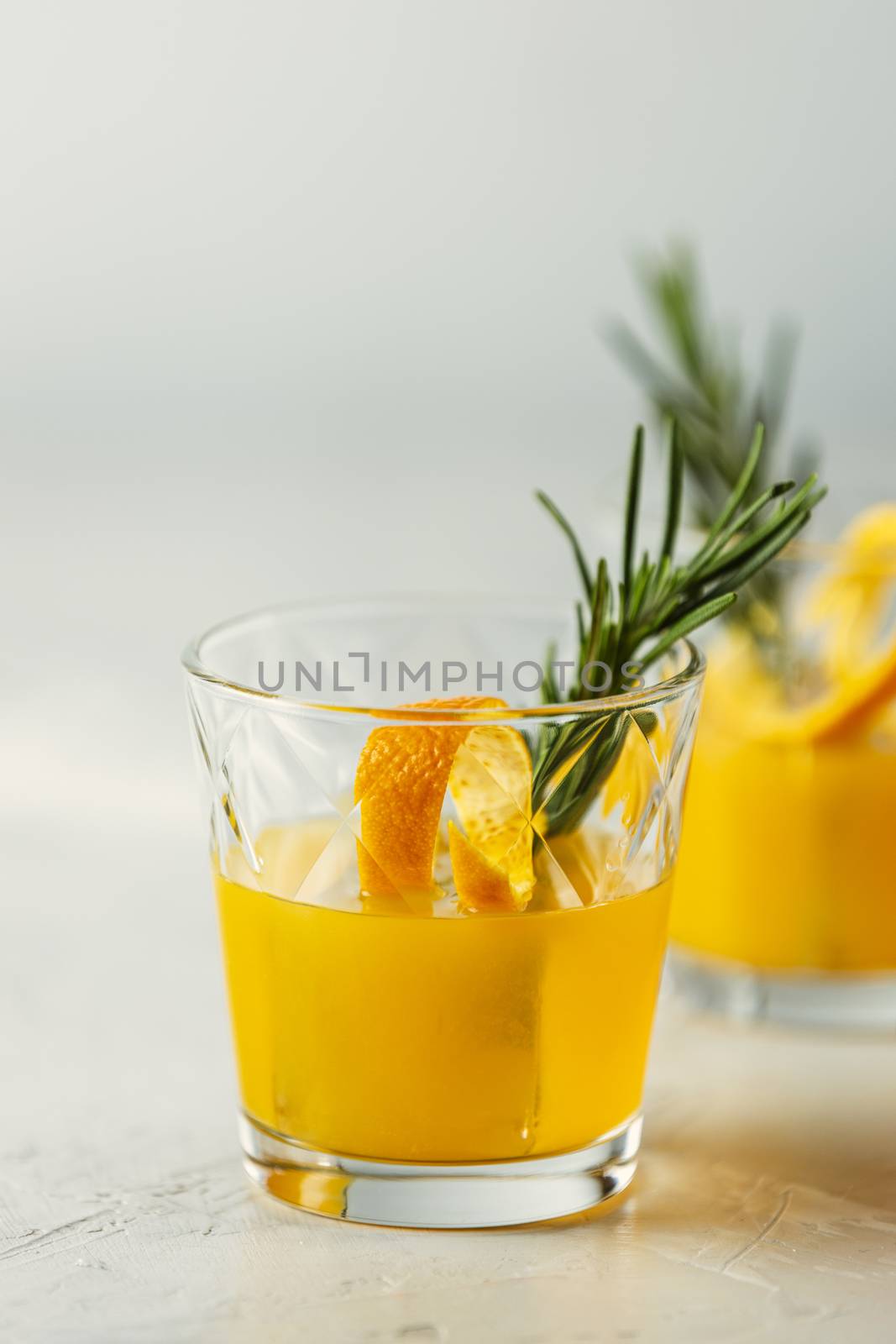 Honey bourbon cocktail with rosemary simple syrup or homemade wh by ArtSvitlyna