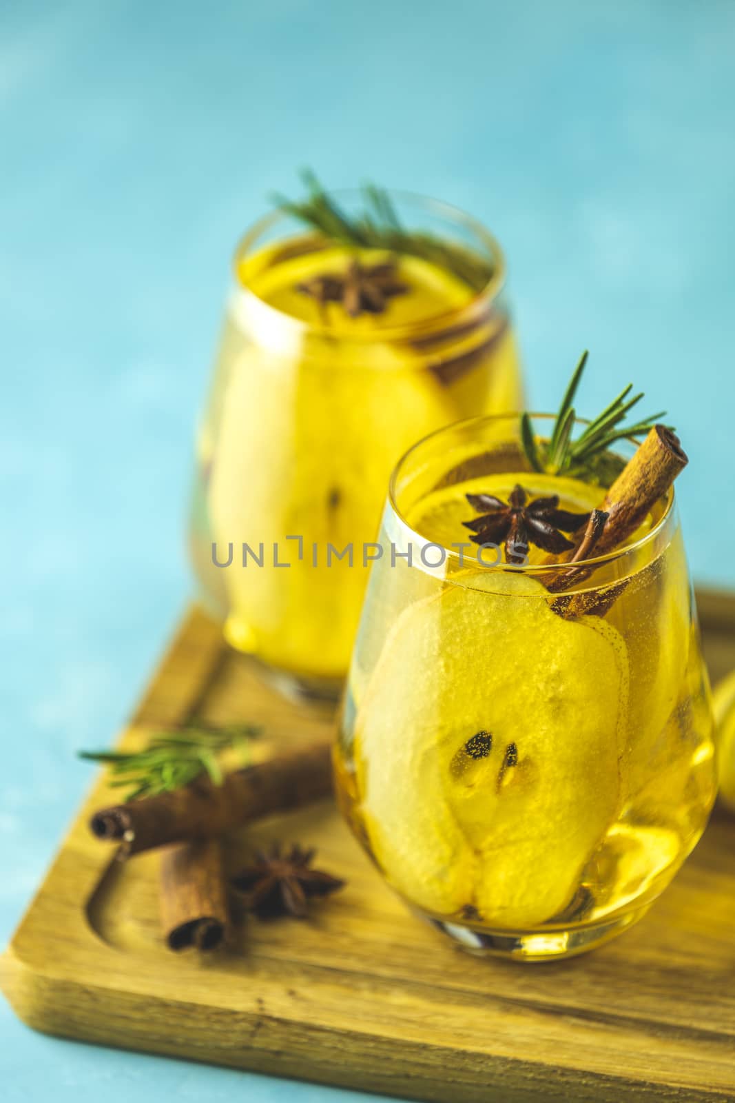 Festive summer drinks, pear spice cocktail. Hot drink cocktail f by ArtSvitlyna