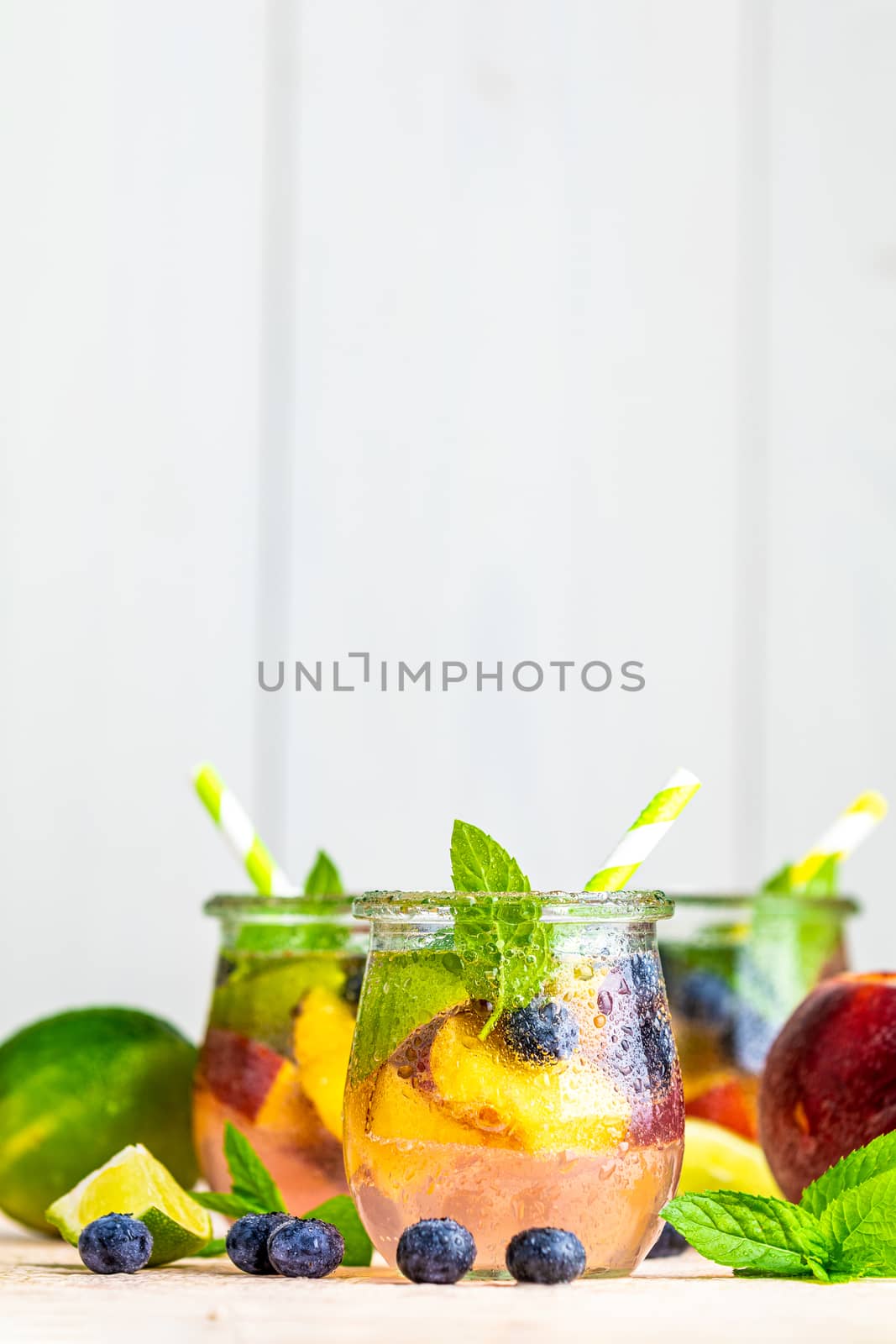 Blueberry and peach infused water, cocktail, lemonade or tea. Su by ArtSvitlyna