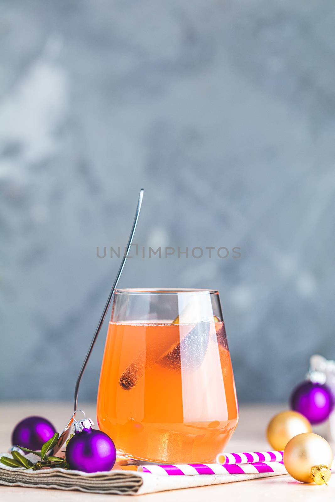 Christmas and New Year pink cocktail with fig and cinnamon  in g by ArtSvitlyna