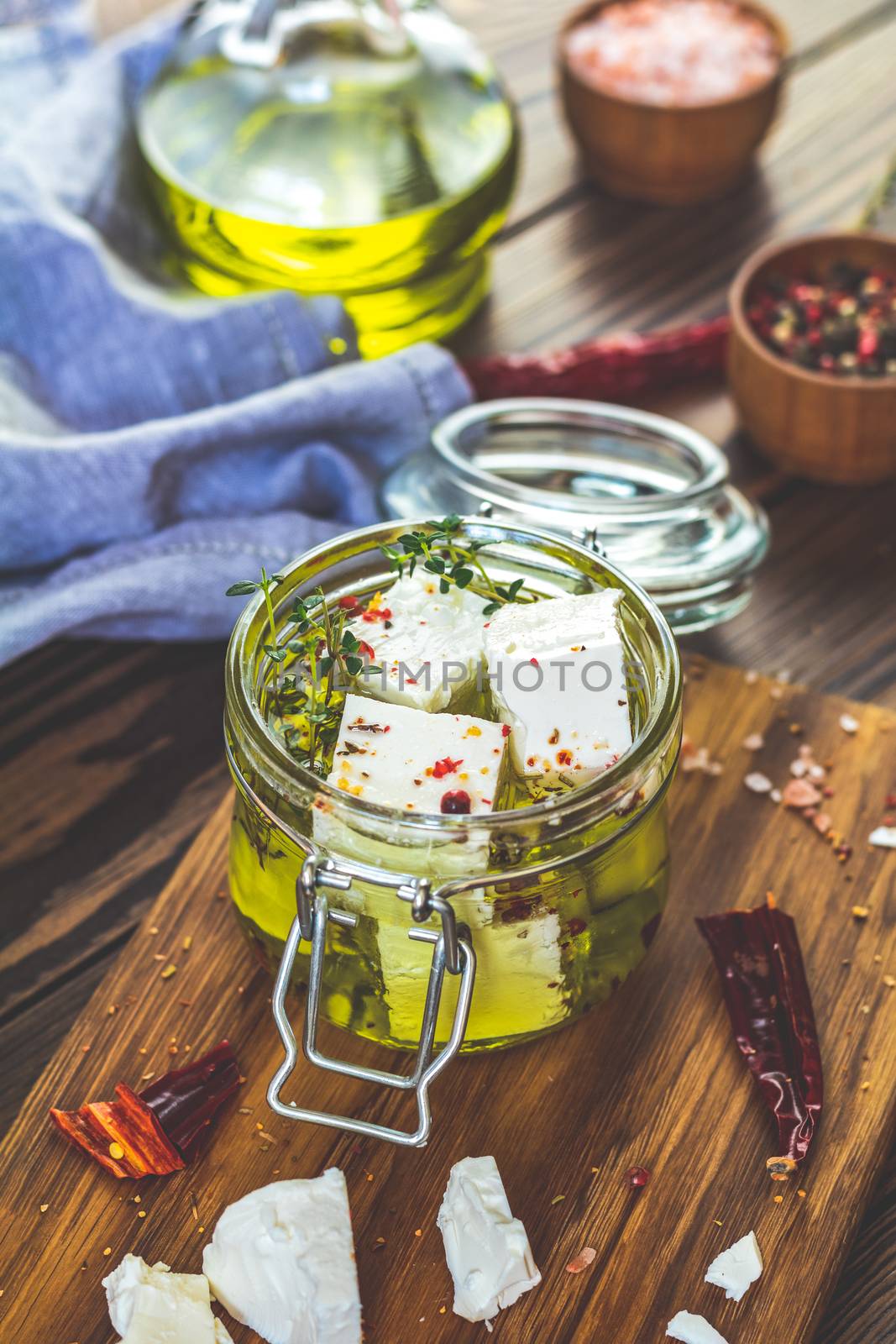 Feta cheese marinated in olive oil with spices by ArtSvitlyna