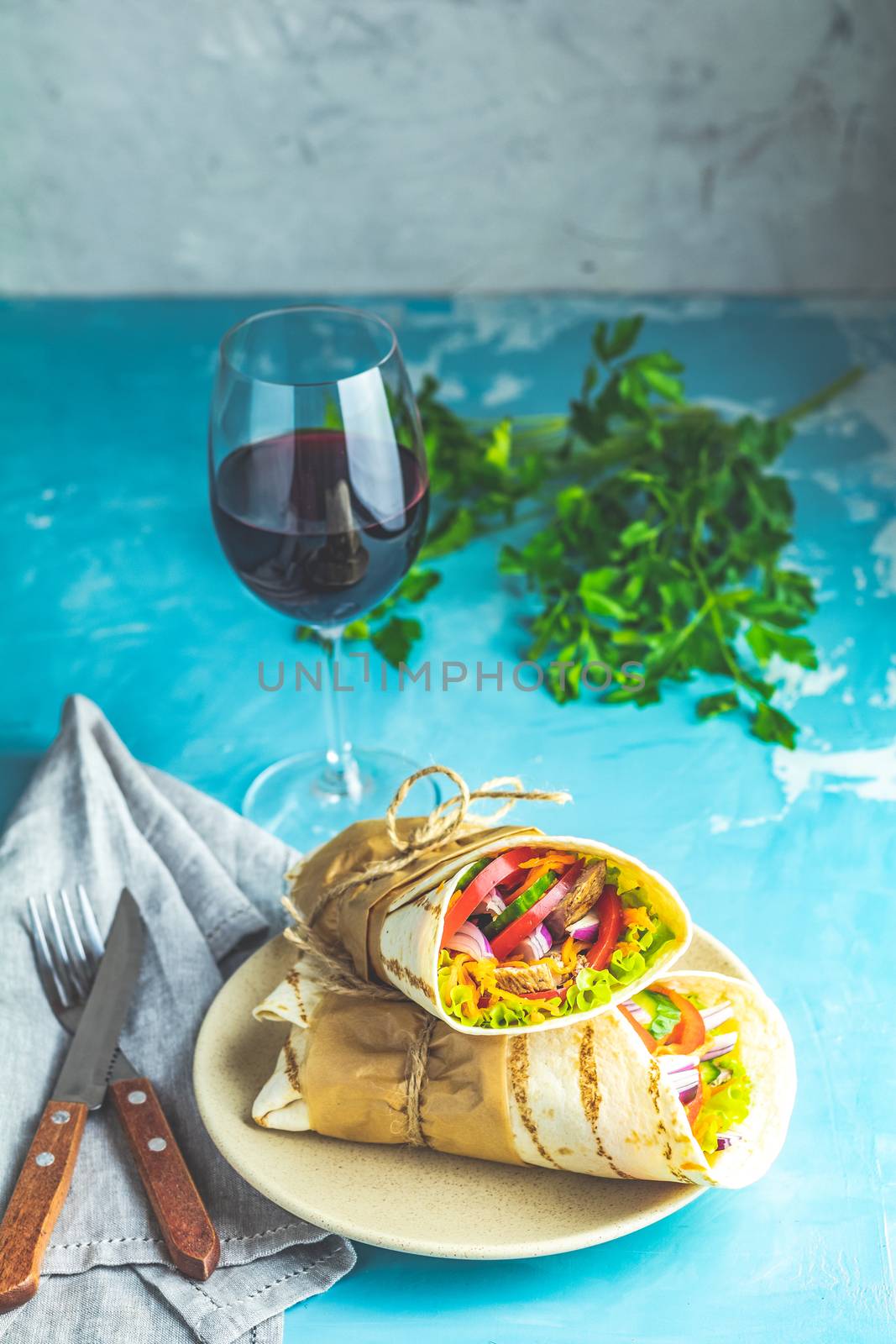 Traditional Middle Eastern snack served with wine by ArtSvitlyna