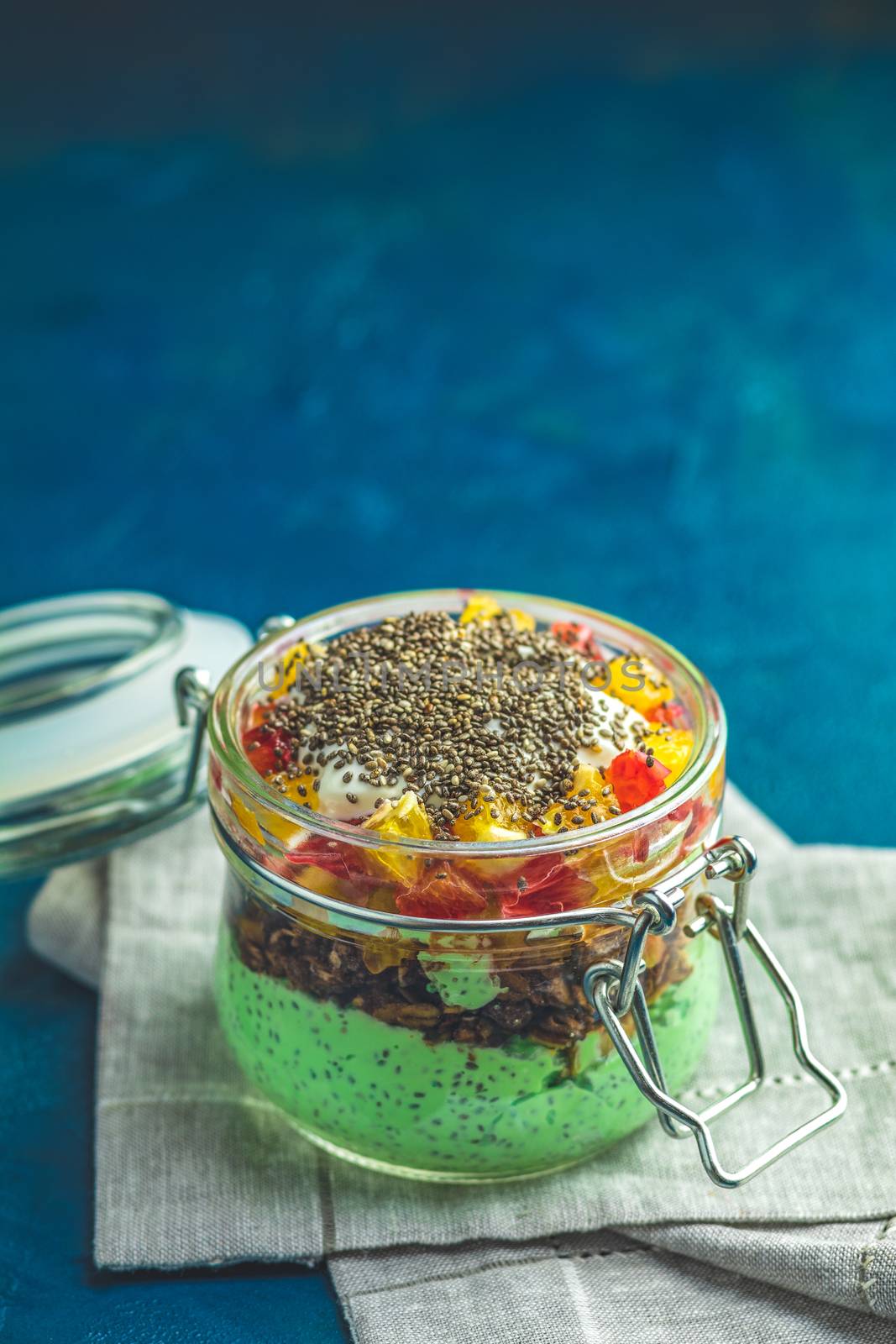 Chia seed pudding with matcha green tea by ArtSvitlyna