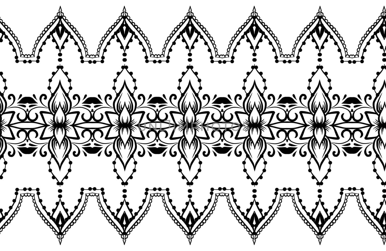 Ethnic indian line art border in mehendi ethnic style on a white background