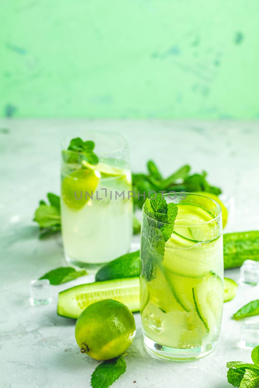 Detox cocktail of mint, cucumber and lemon and mojito cocktail  by ArtSvitlyna