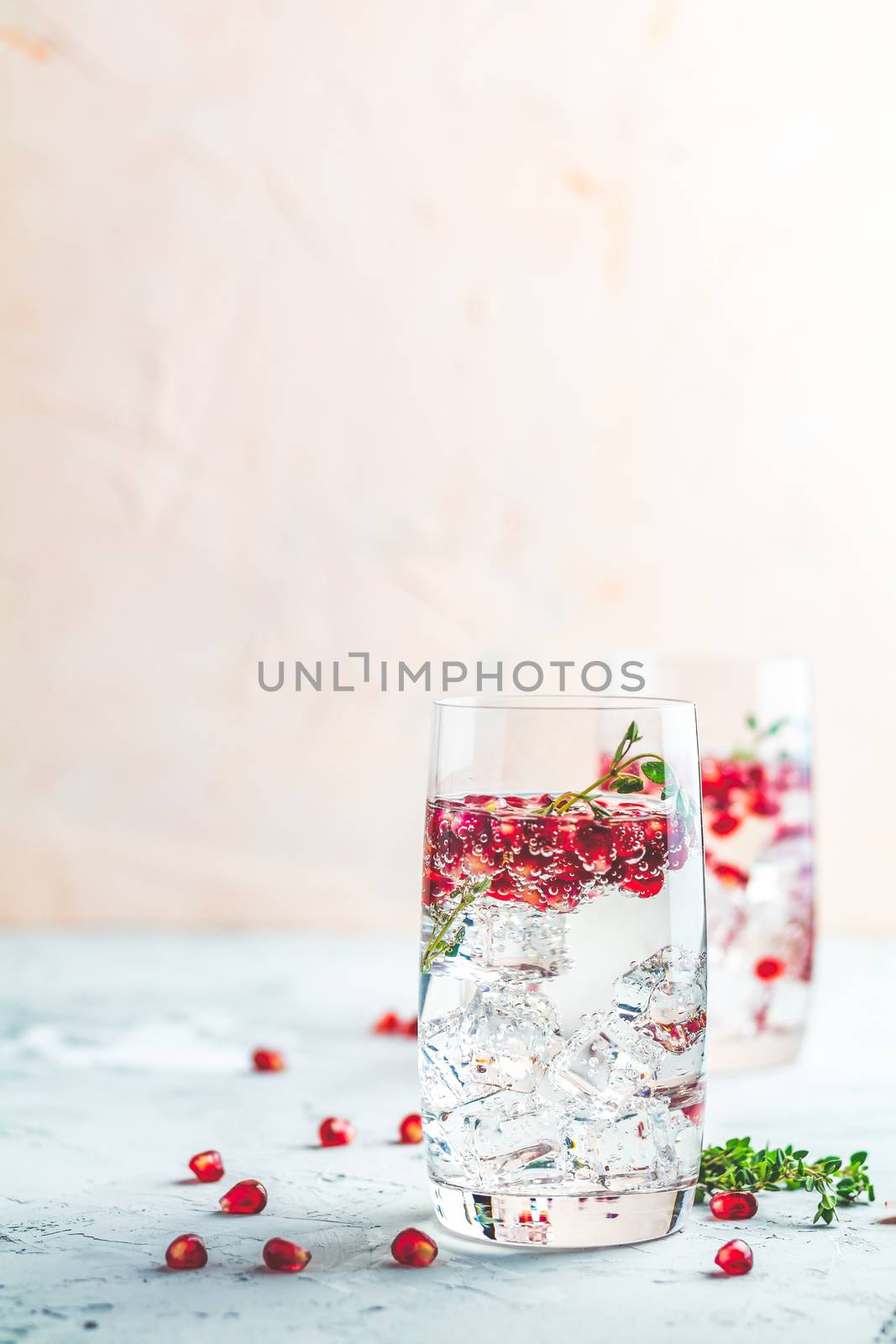 Festive drinks, gin and tonic pomegranate cocktail by ArtSvitlyna