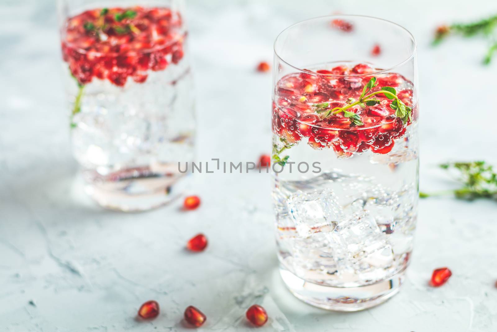 Festive drinks, gin and tonic pomegranate cocktail by ArtSvitlyna