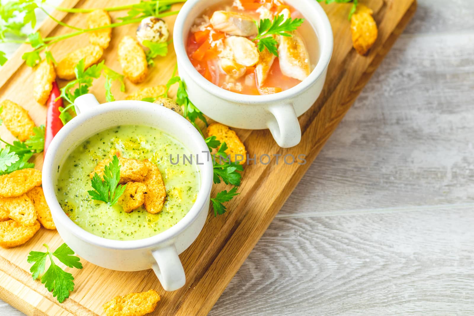Concept of healthy vegetable and legume soups by ArtSvitlyna