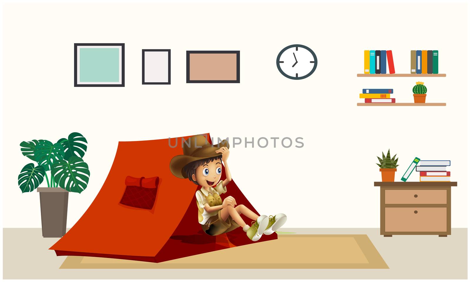 girl is enjoying picnic in a room by aanavcreationsplus