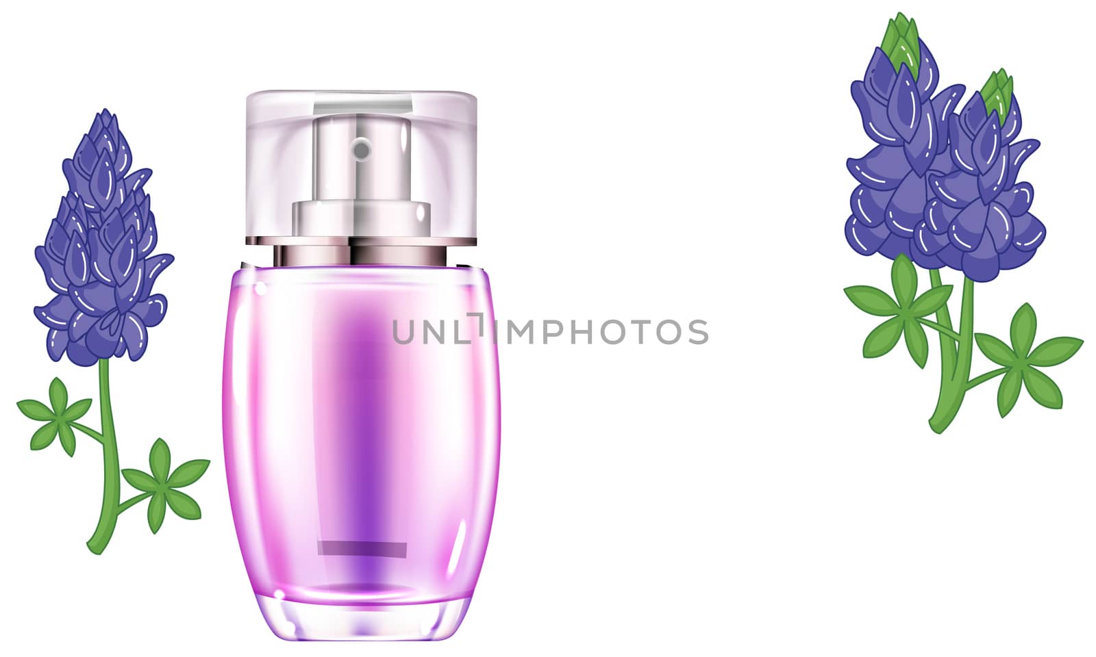 mock up illustration of lavender extract perfume on flower background by aanavcreationsplus