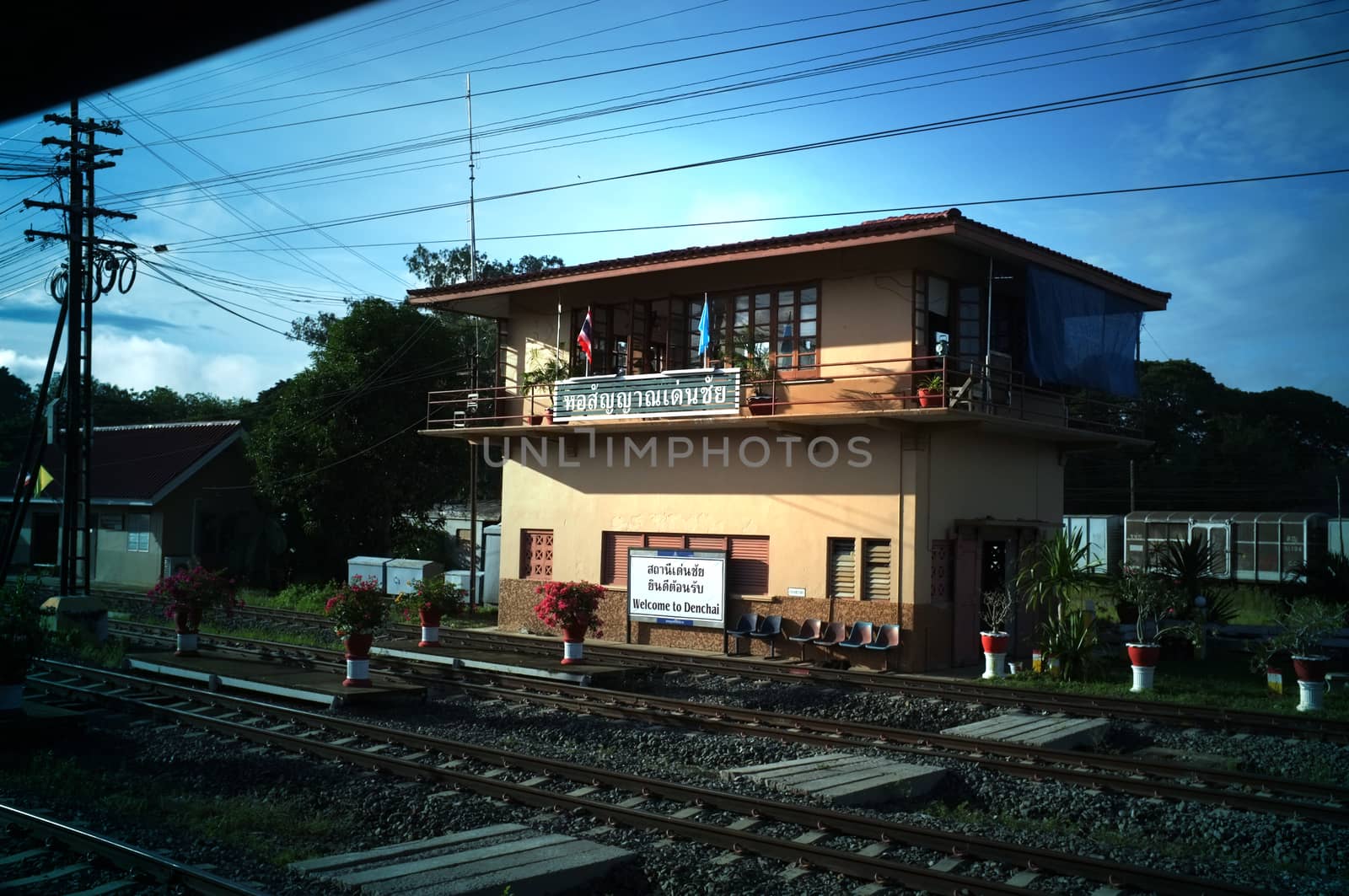 Phrae  , Thailand : September 13 2019 : Den Chai Railway Station is on the Northern Railway route. Is a train station in Phrae Province, Thailand by Hepjam