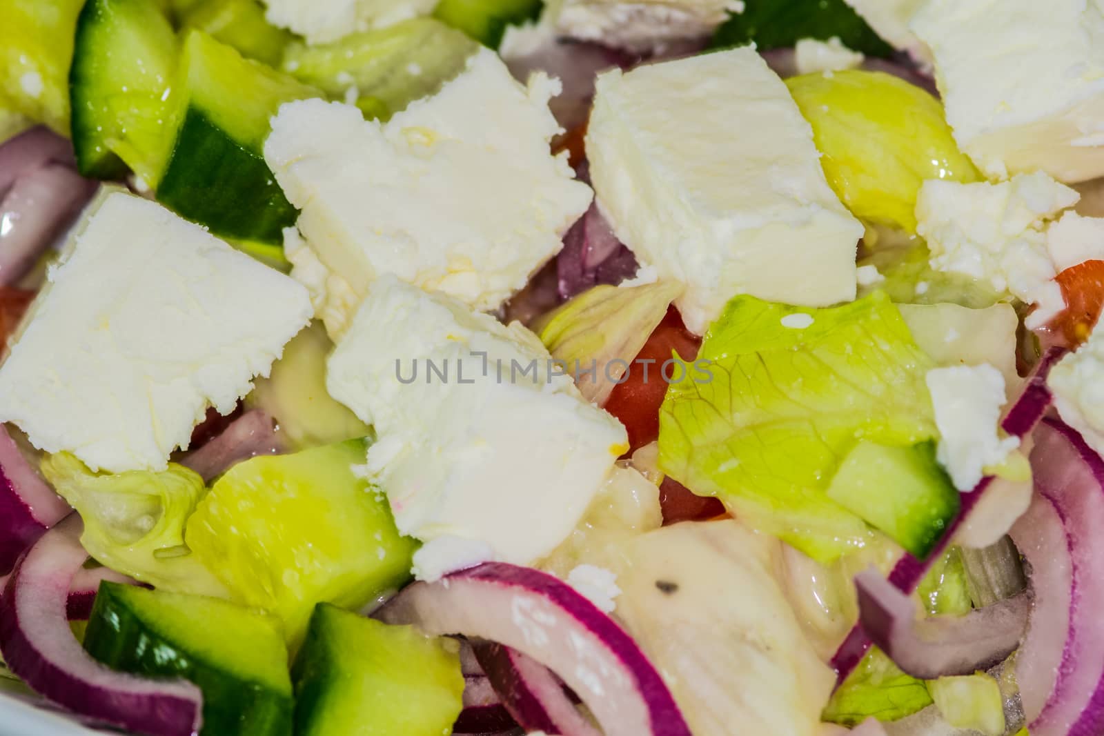 healthy food - salad with fresh vegetables and cheese by paddythegolfer