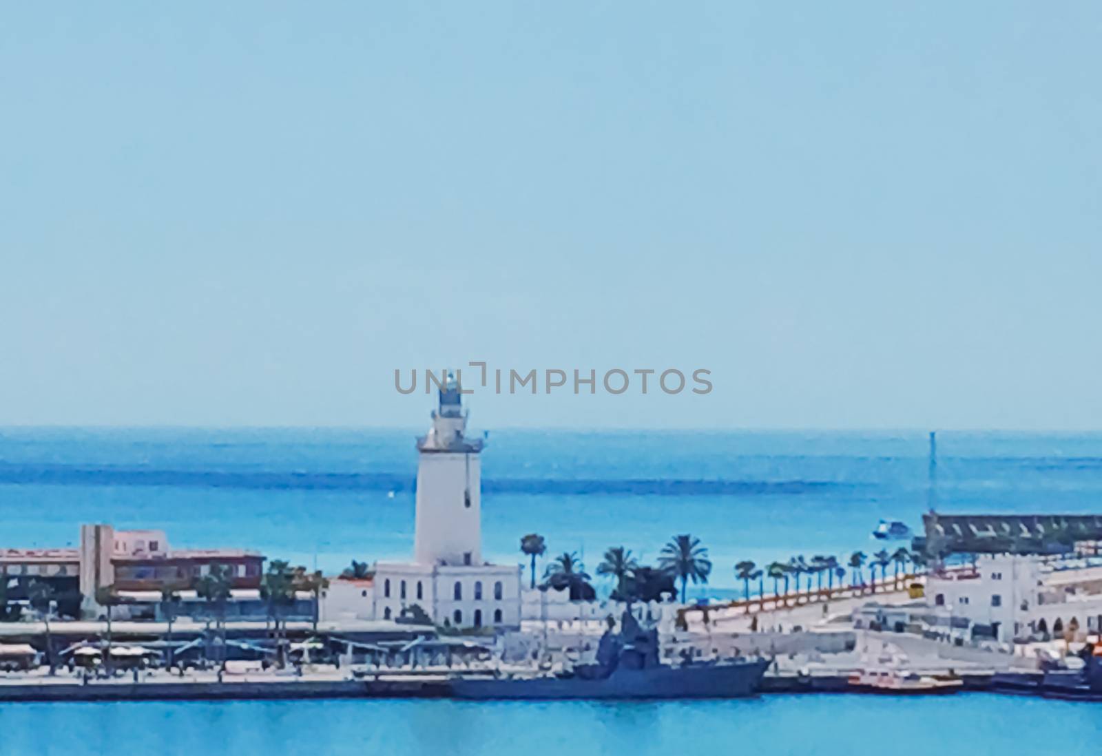 Aerial view of the Port of Malaga, the capital city of Andalucia region in Spain in summer